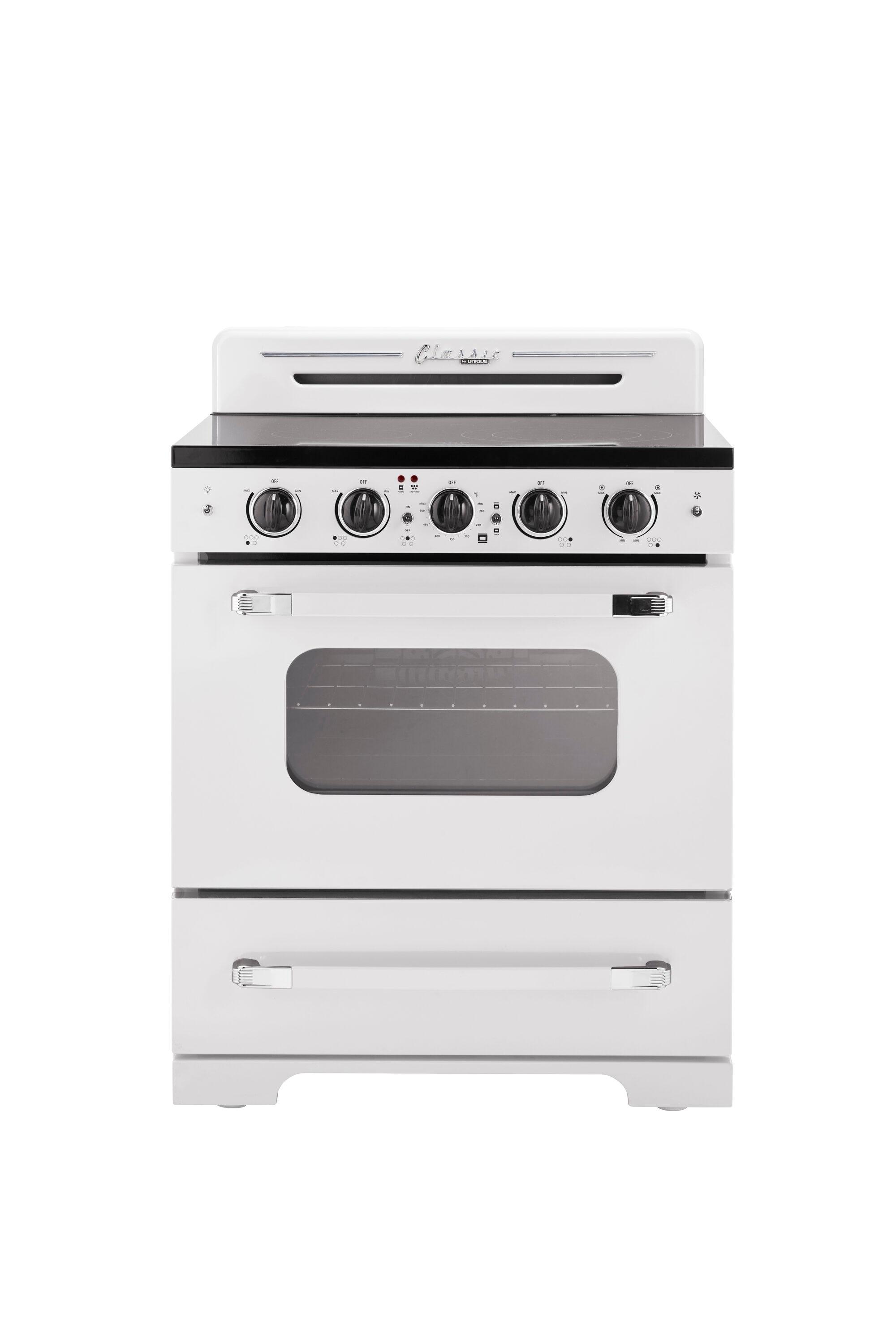 Unique Appliances Classic Retro 30" 5 Element 3.9 cu. ft. Freestanding Electric Glass Top Range with Convection Oven UGP-30CR EC W