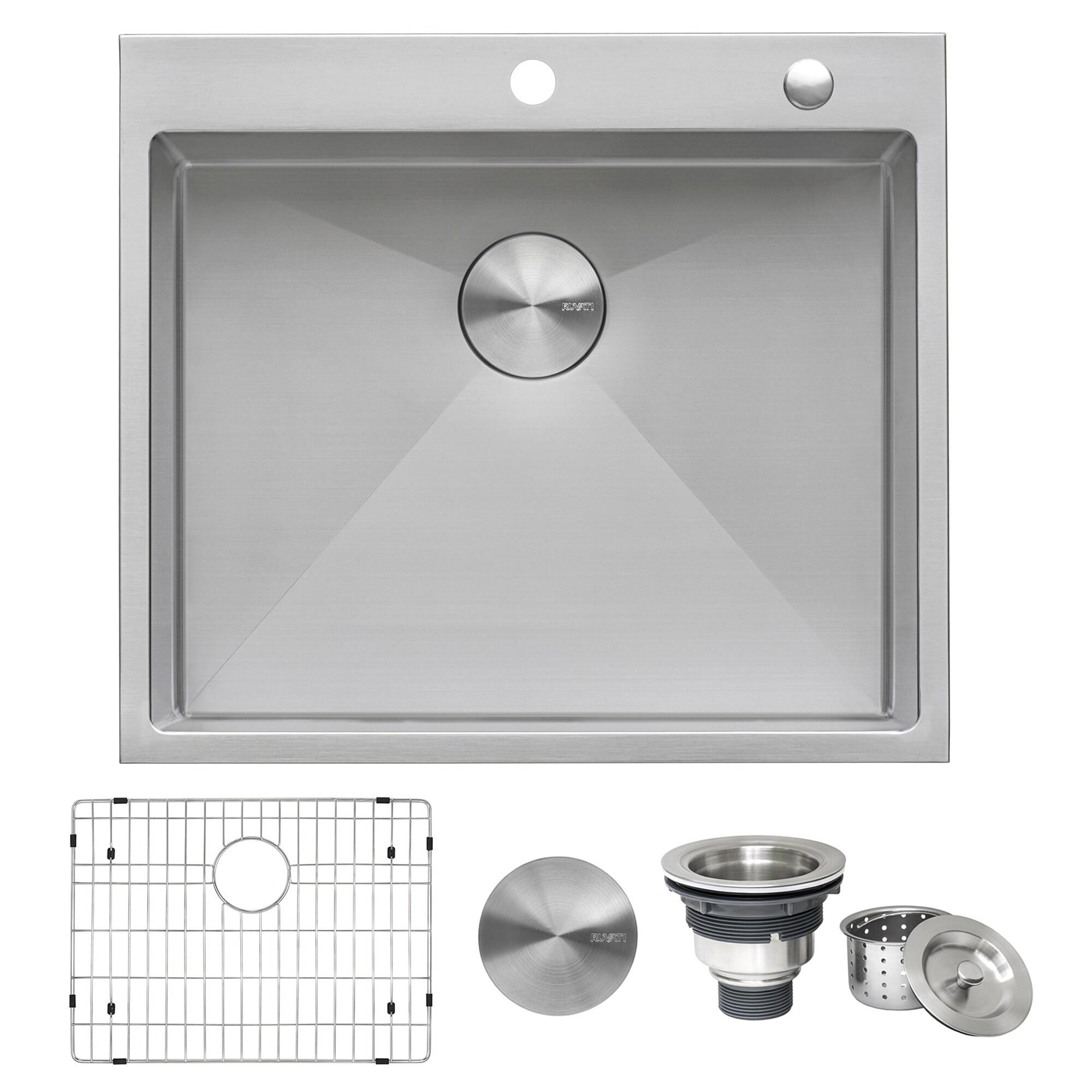 Ruvati 21 inch Drop-in Topmount Rounded 16 Gauge Stainless Steel Kitchen Sink Single Bowl