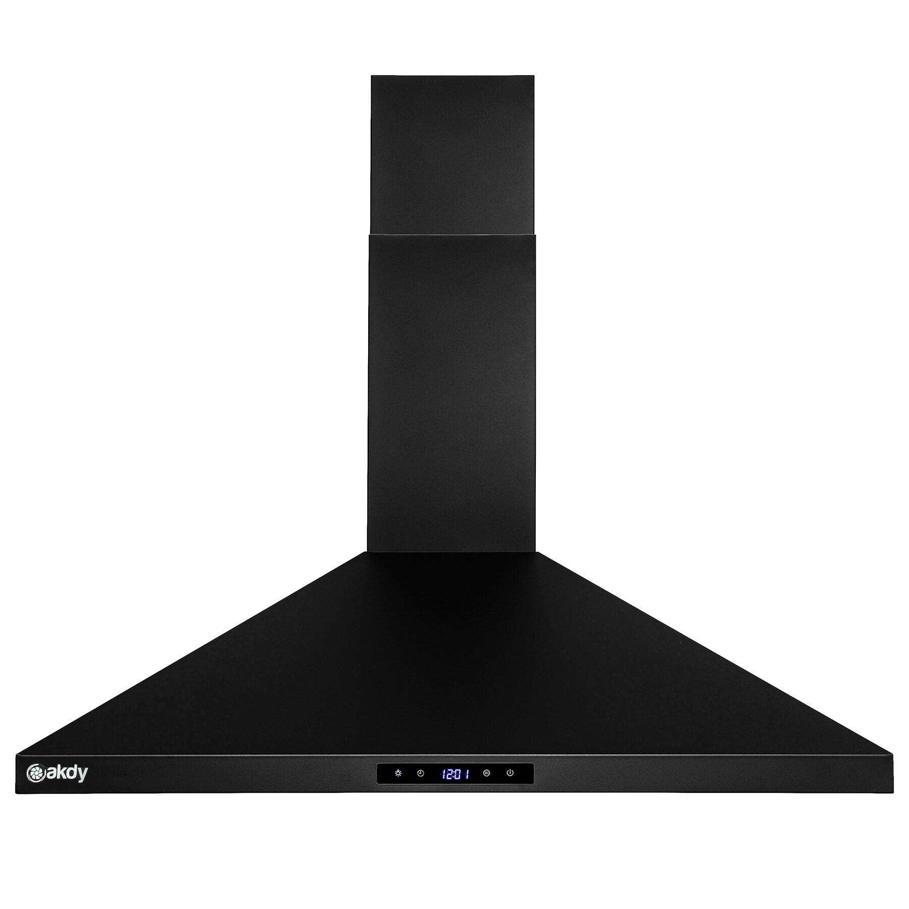 30-inch Convertible 217CFM Wall Mount Range Hood in Black Painted Stainless Steel with Mesh Filters and LED Lights