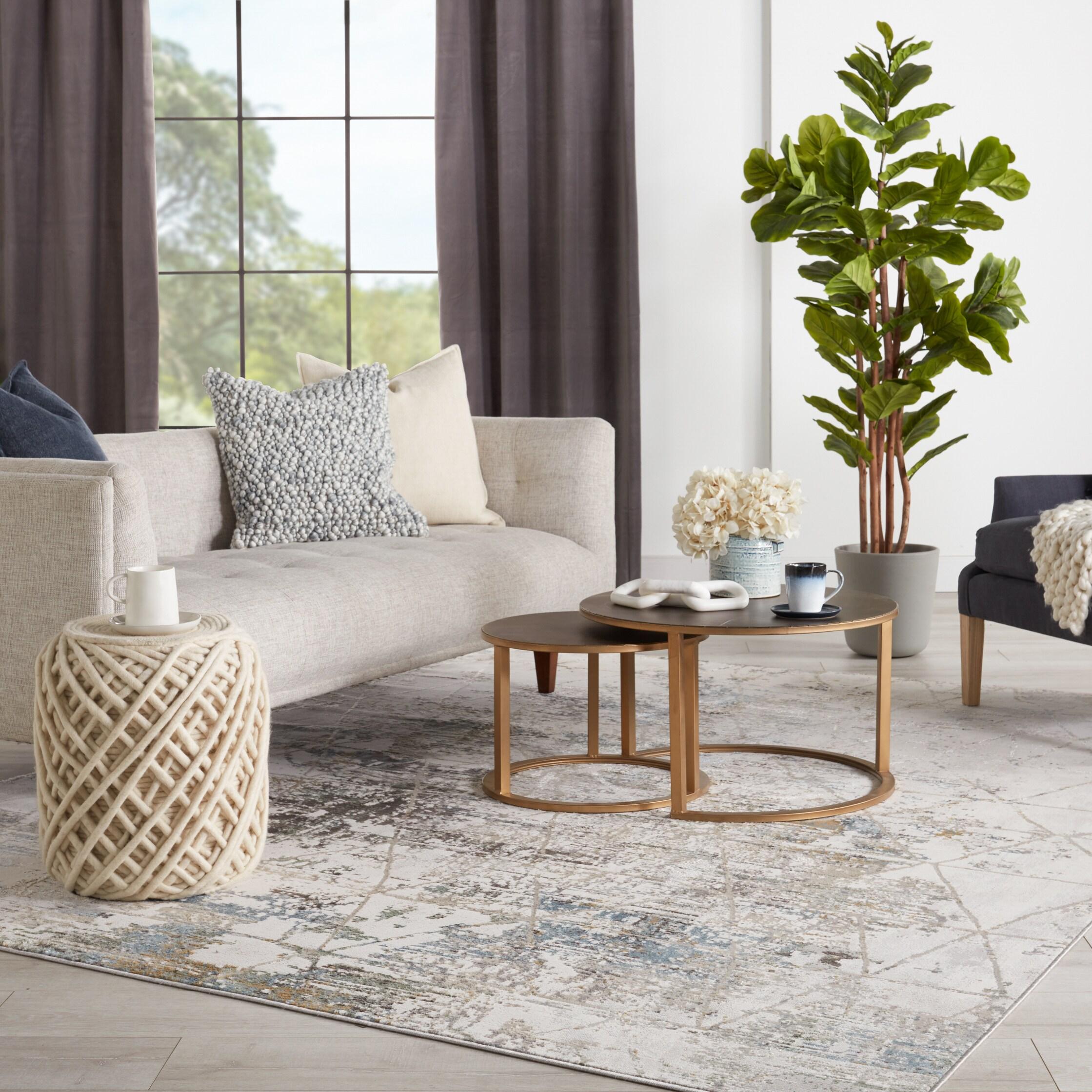Jaipur Living Melo 6 x 9 (ft) Loomed Polyester Gray/Light Blue Rectangular Indoor Trellis Global Area rug