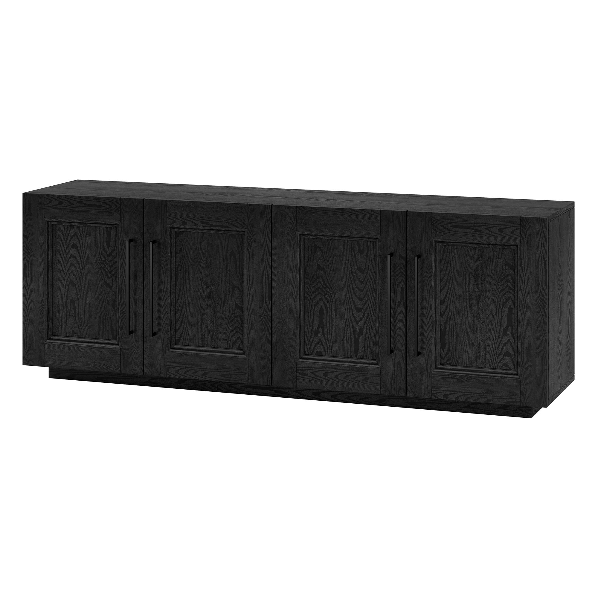 Evelyn&Zoe Merrimac Rectangular TV Stand for TV's up to 75", Black Grain