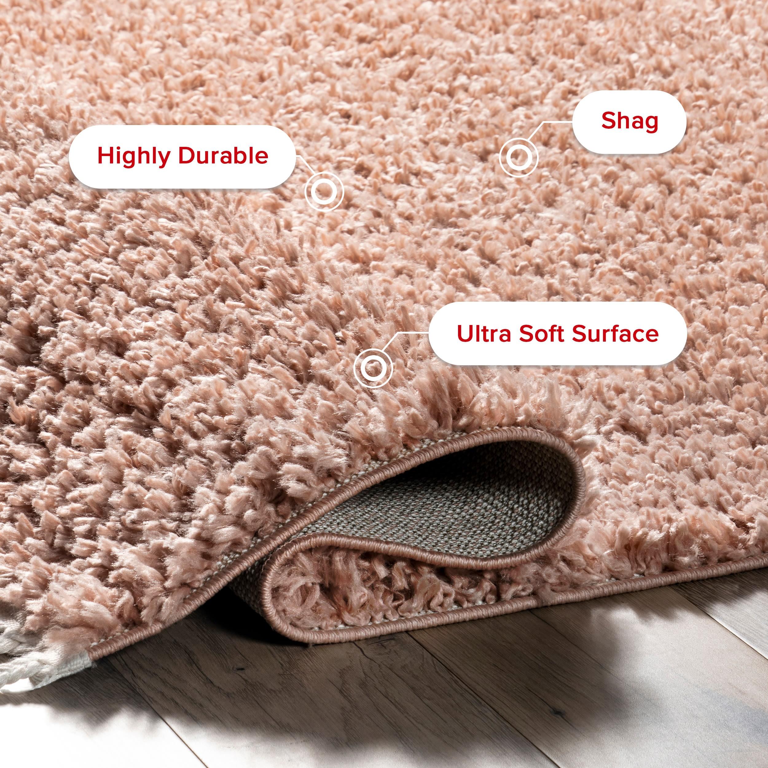Nuloom Neva Solid 2x3 Accent Shag Indoor Area Rug for Living Room Bedroom Dining Room Nursery Entryway, Blush/Ivory