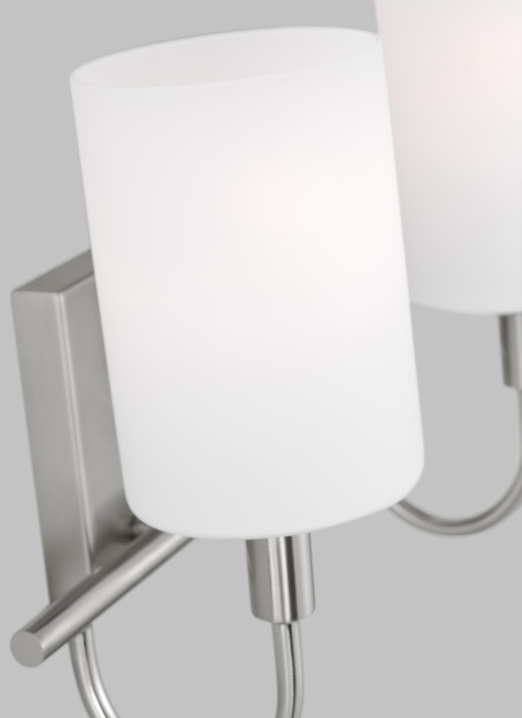 Oak Moore 13.875" Brushed Nickel 2-Light Bath Vanity with Etched Glass
