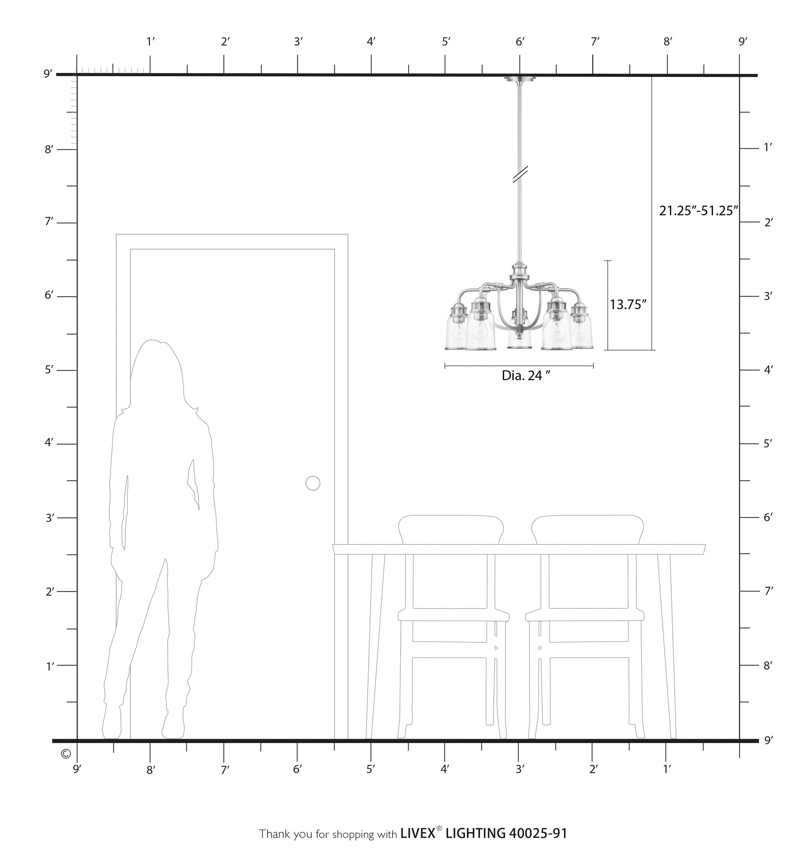 Livex Lighting Lawrenceville 5 - Light Chandelier in  Brushed Nickel