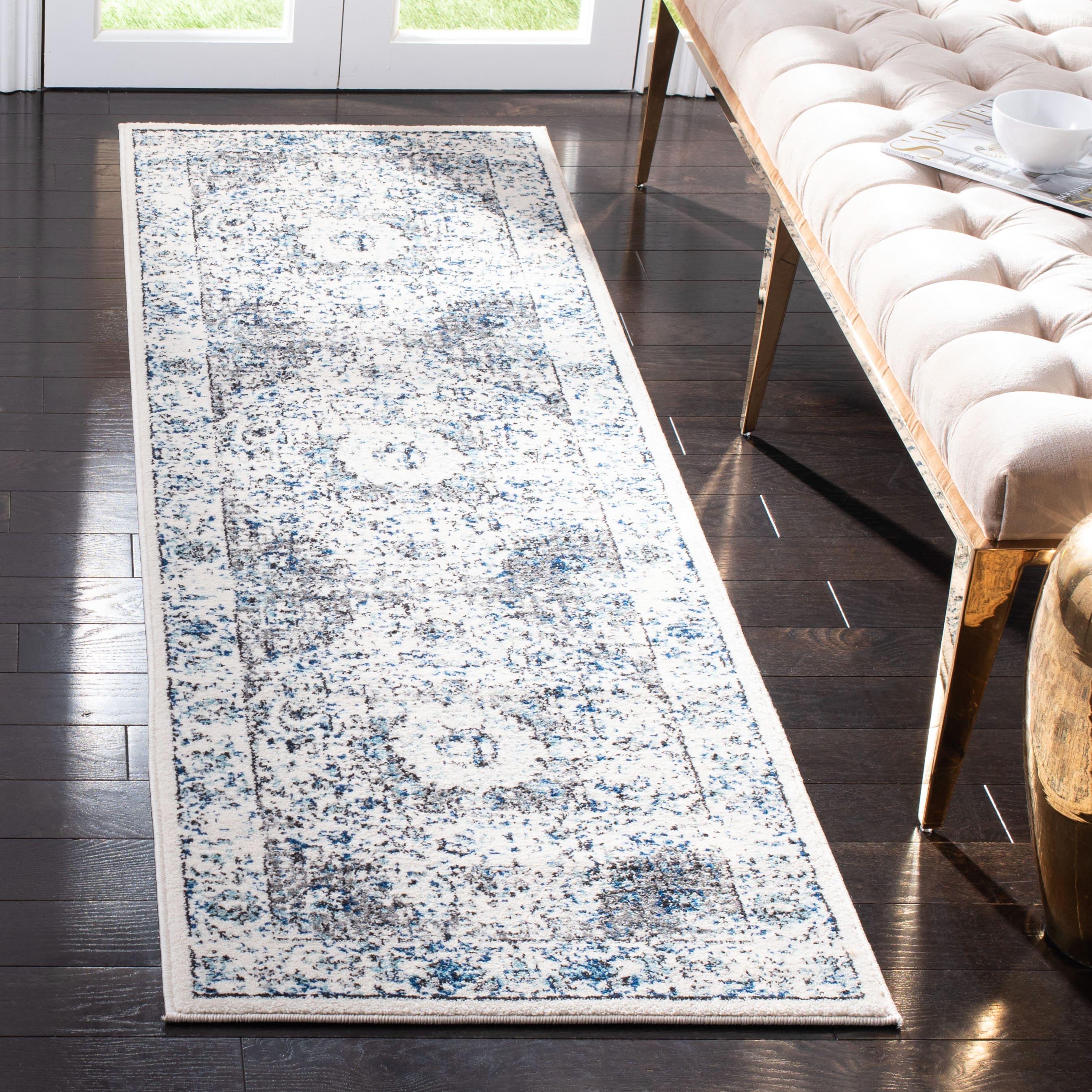 Evoke EVK220 Power Loomed Runner Rug - Ivory/Grey - 2'2"x15' - Safavieh.