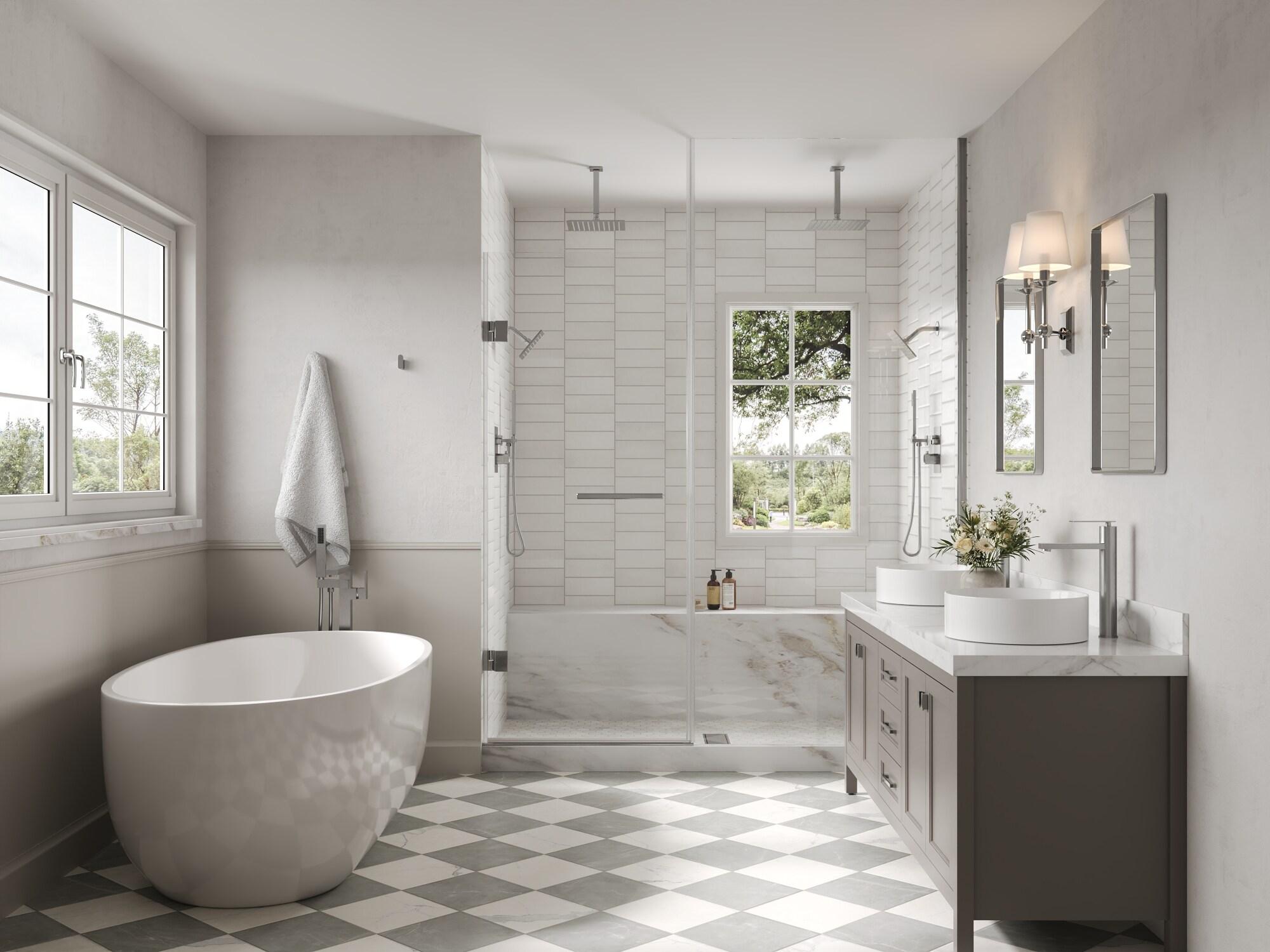 DualJetSpa 15-Spray Patterns 16" & 6" Dual Shower Head, Shower FaucetSystem with Thermostatic Rough-in Valve and Body Jets