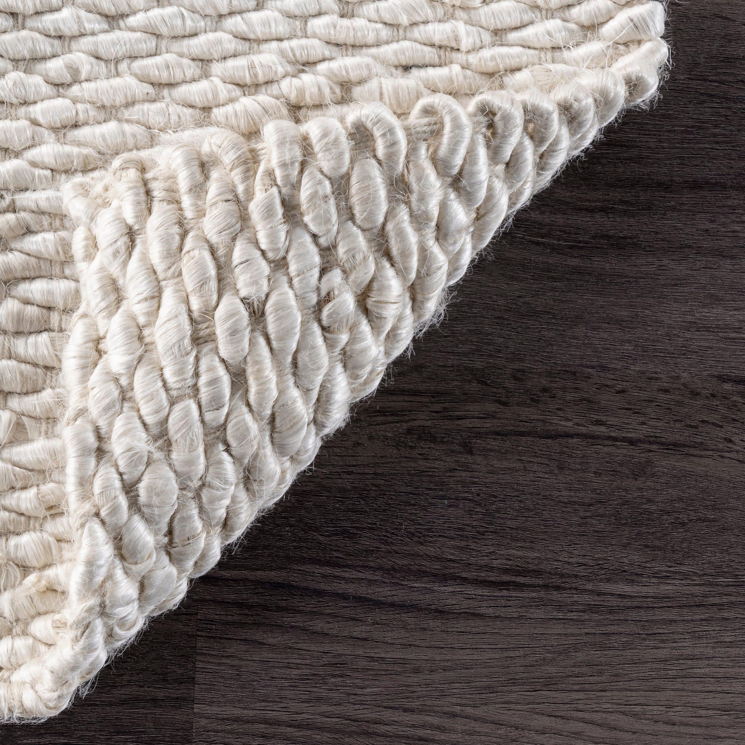 Nuloom Hailey Solid 4x6 Jute Indoor Area Rug for Dining Room Rug Neutral Rug Living Room Rug Kitchen, Off White