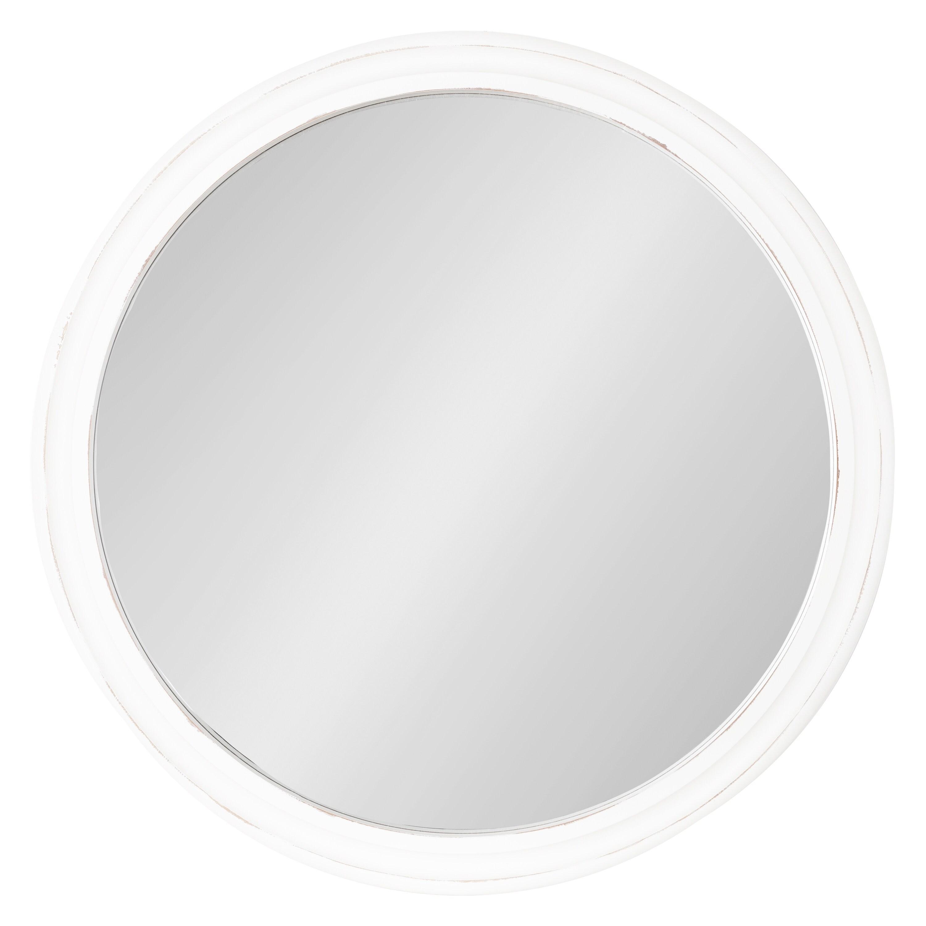 WallBeyond 28" Wood Round Mirror White
