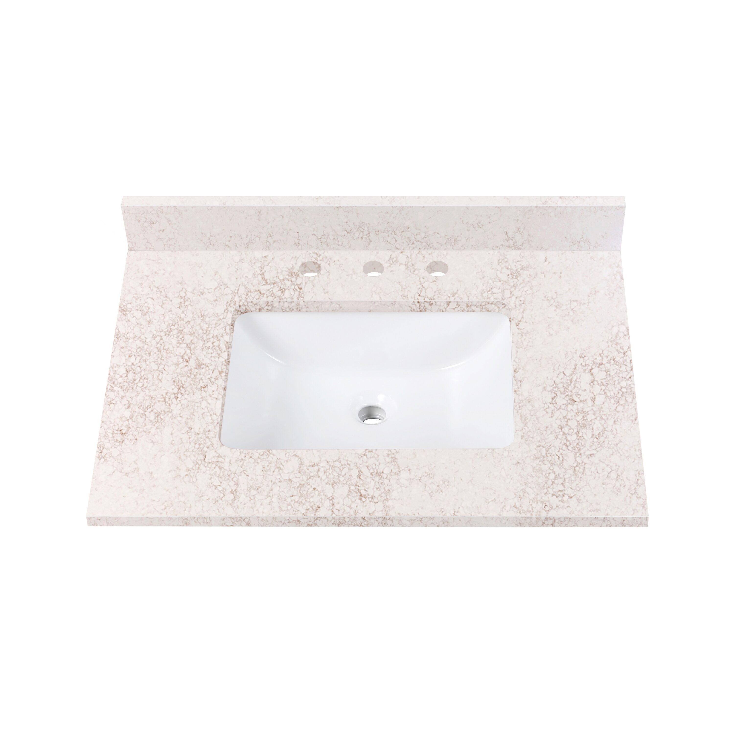 31'' Quartz Single Bathroom Vanity Top with Sink