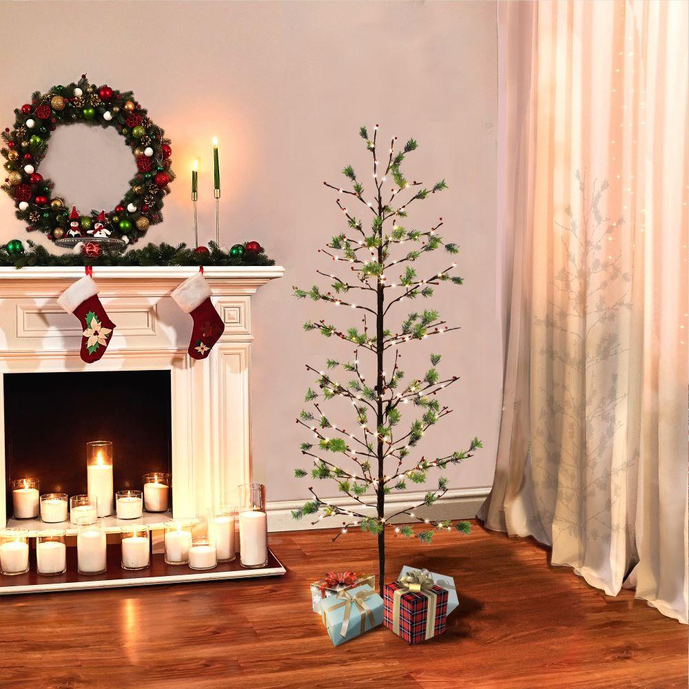 Puleo International 6 ft. Pre-Lit Twig Tree with 240 White LED Twinkle Lights