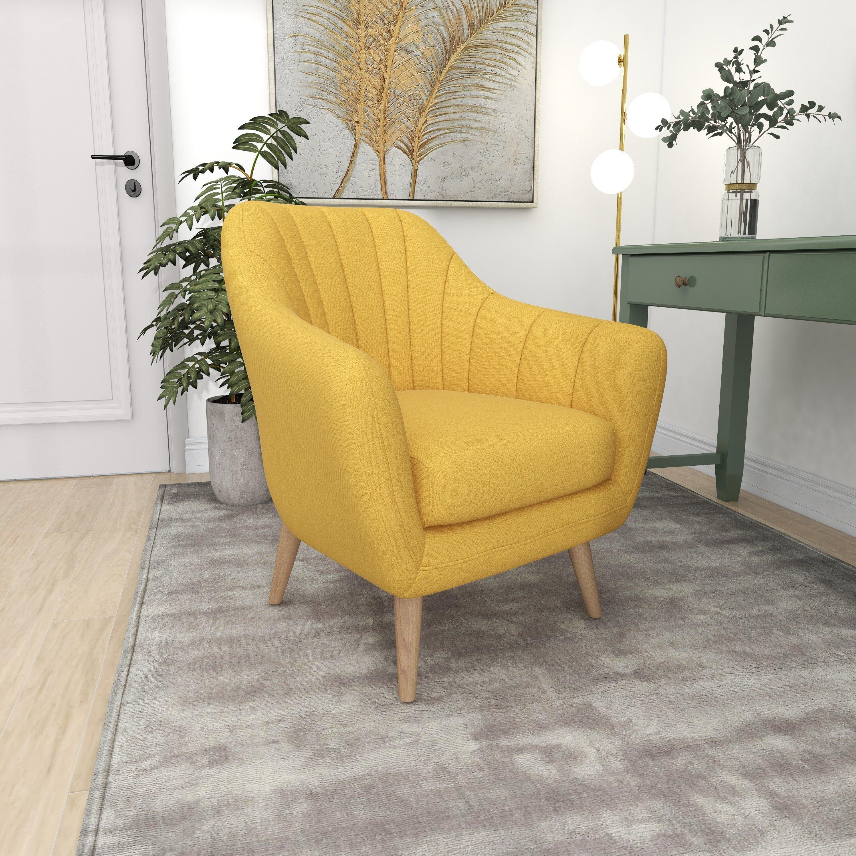 32" x 30" Modern Fabric Accent Chair Yellow - Olivia & May