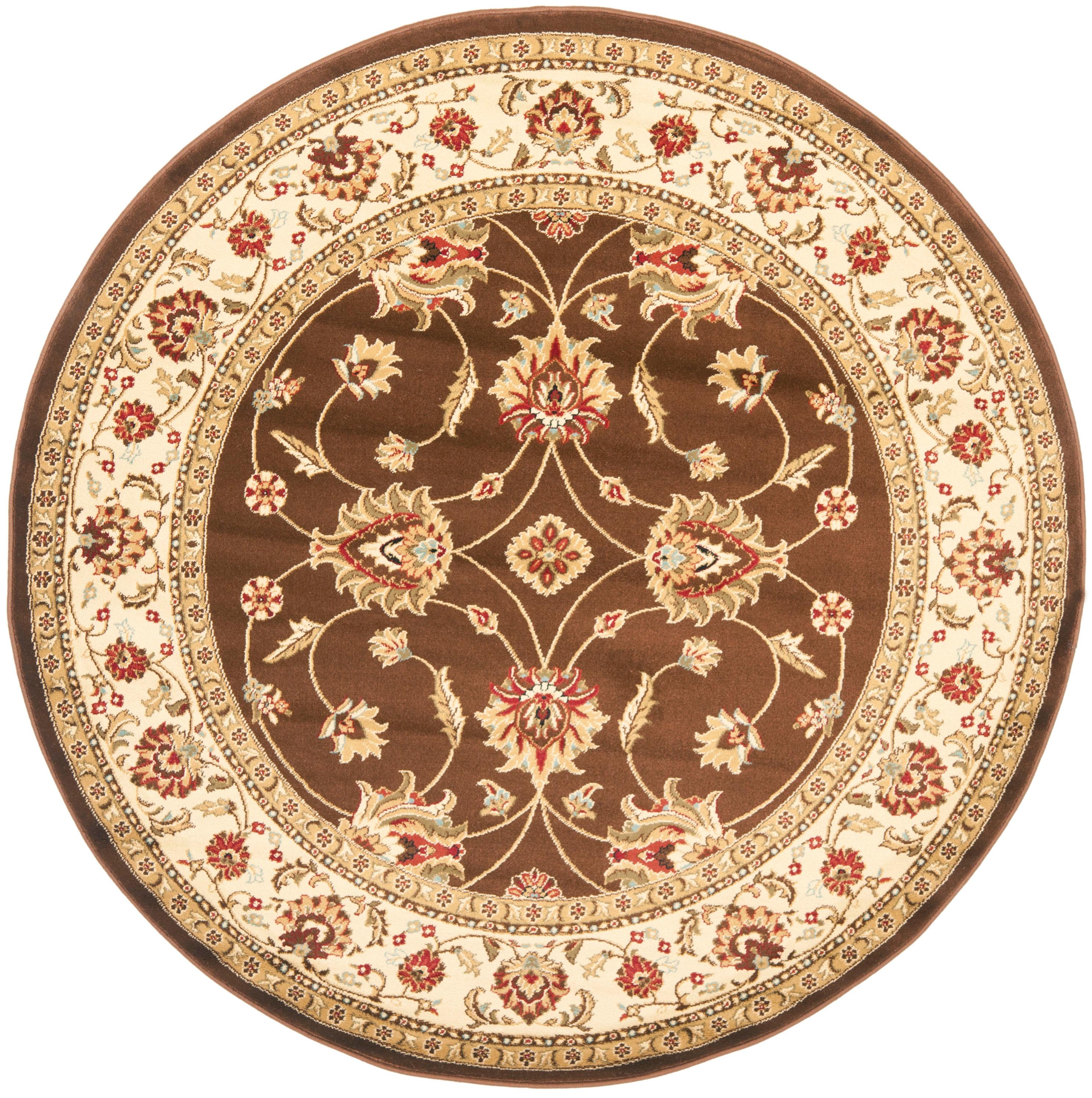 Lyndhurst LNH553 Power Loomed Area Rug - Brown/Ivory - 5'3" Round - Safavieh.