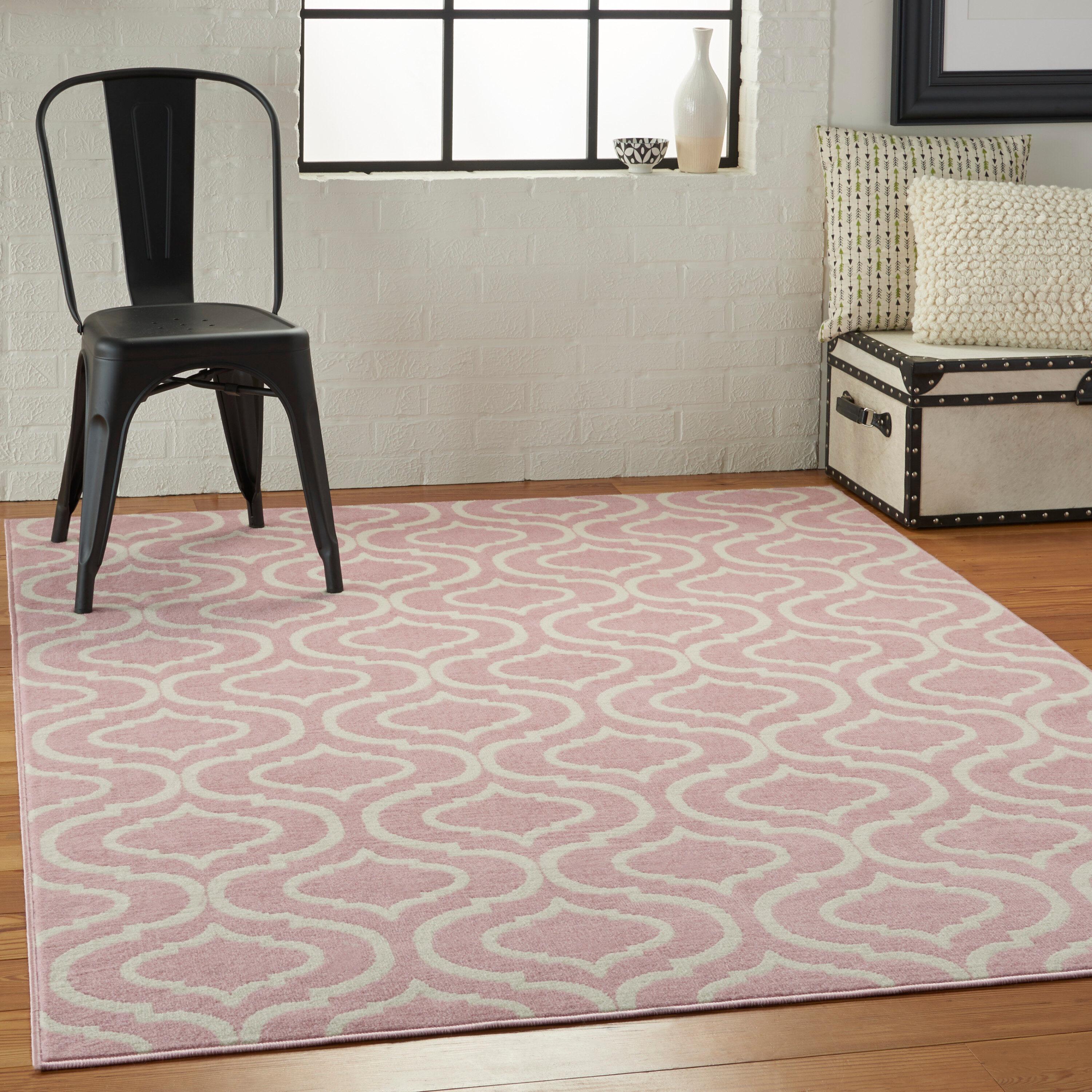 Nourison Jubilant 6' x 9' Pink Indoor Area Rug Moroccan Casual Trellis by Nourison