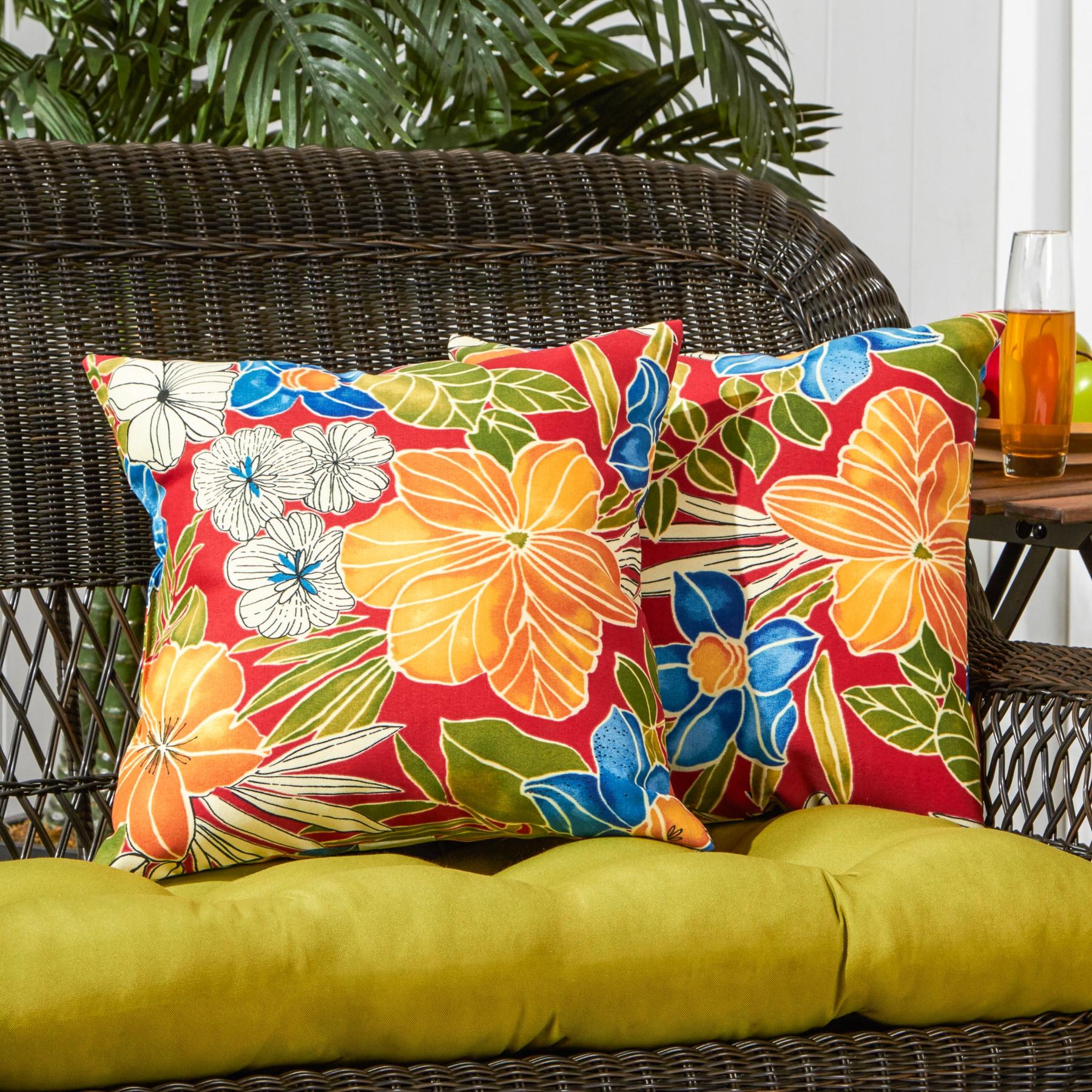 Greendale Home Fashions Aloha Red 17" Square Outdoor Throw Pillow (Set of 2)