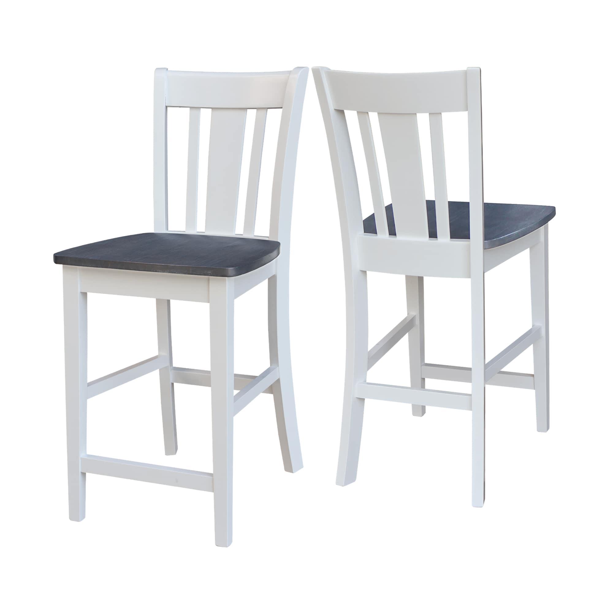 24" San Remo Counter Height Barstool White - International Concepts: Hardwood Frame, Armless Design, Fixed Seat