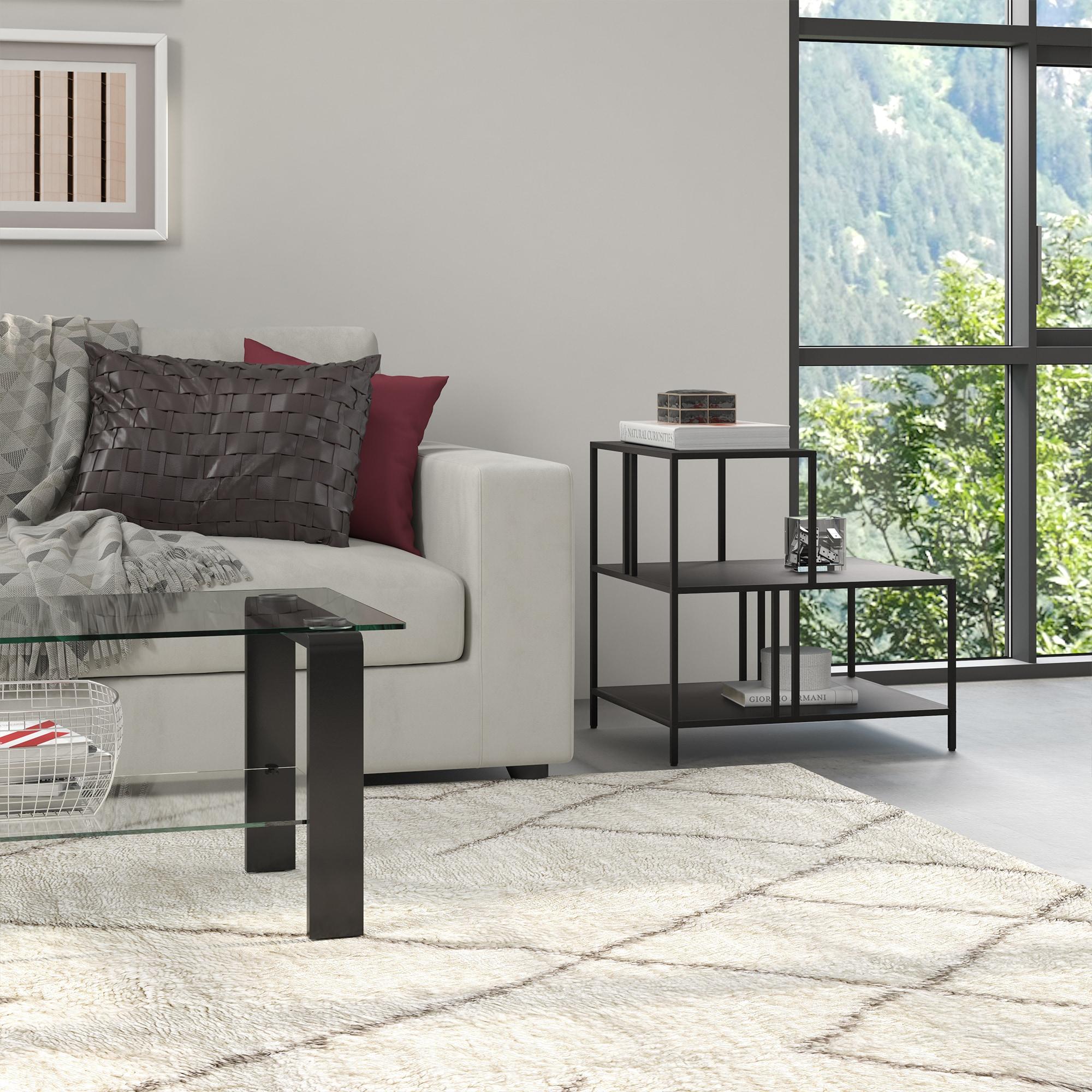 Evelyn&Zoe Cortland 20" Wide Rectangular Side Table, Blackened Bronze