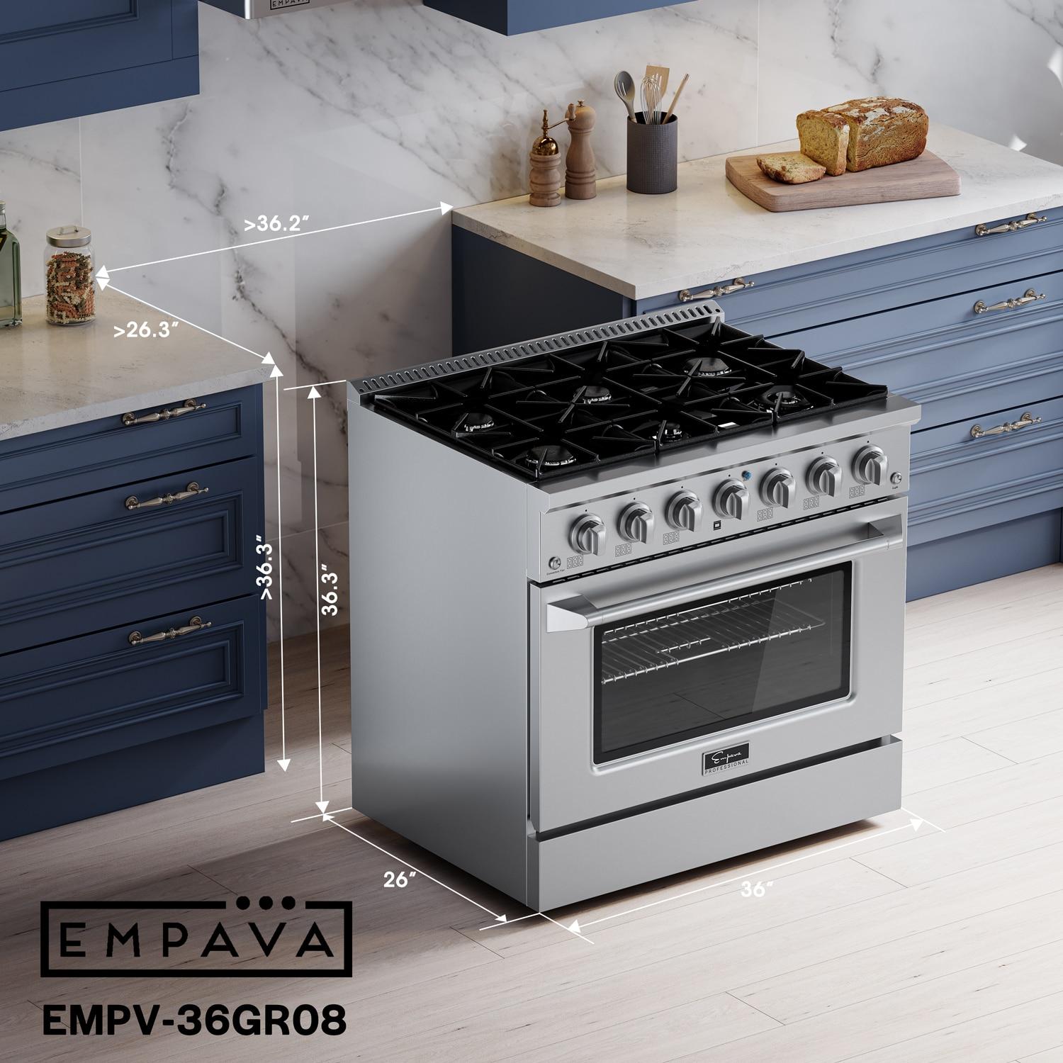 Empava 36" 5.2 Cubic Feet Smart Retro Natural Gas Slide-In Range with 6 Burners