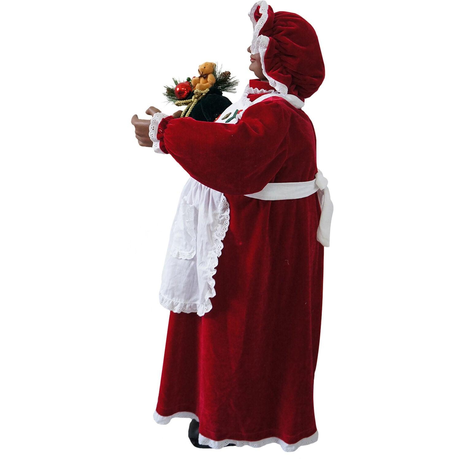 Fraser Hill Farm 3-Ft. Dancing African American Mrs. Claus Animatronic with Apron and Gift Sack