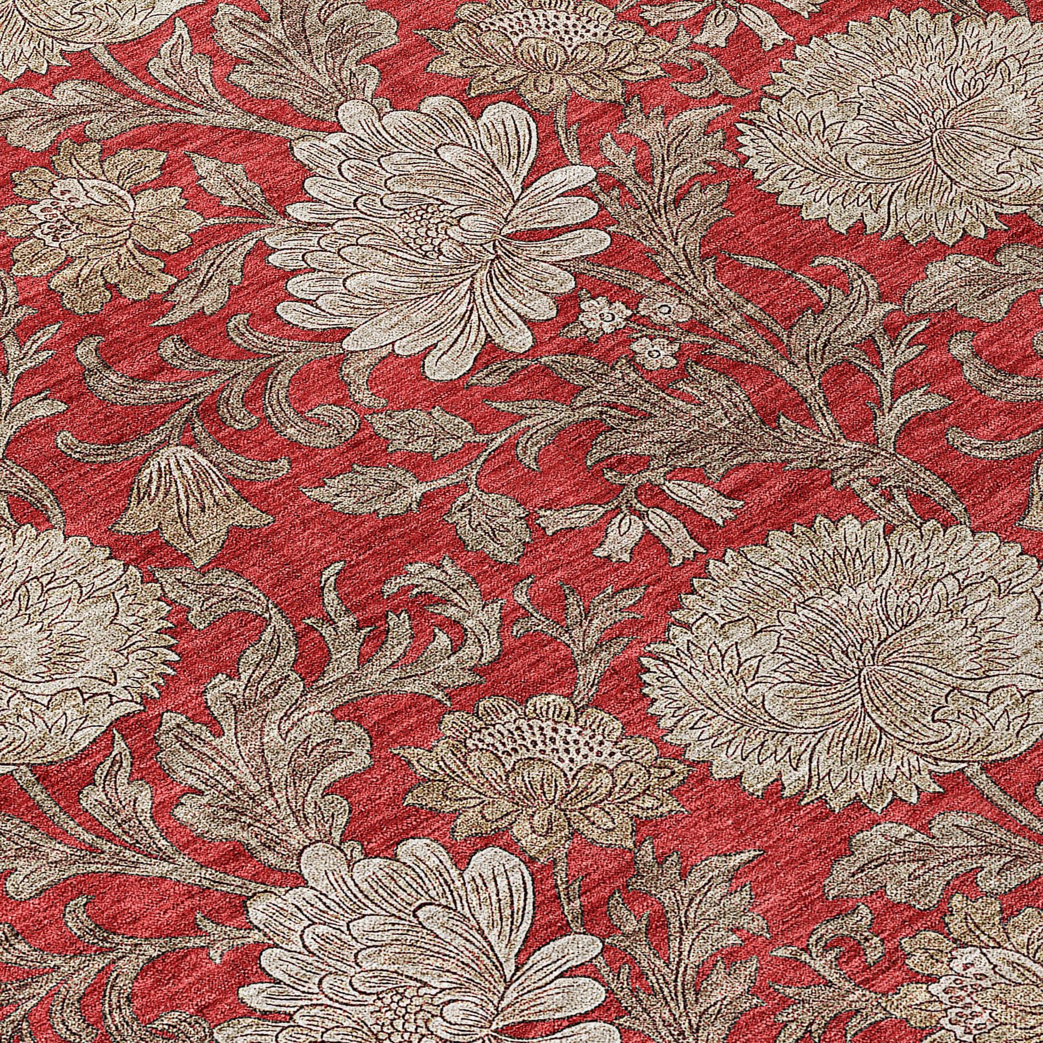 Addison Rugs Machine Washable Indoor/ Outdoor Chantille Floral Rug Red - 2'6" x 3'10"