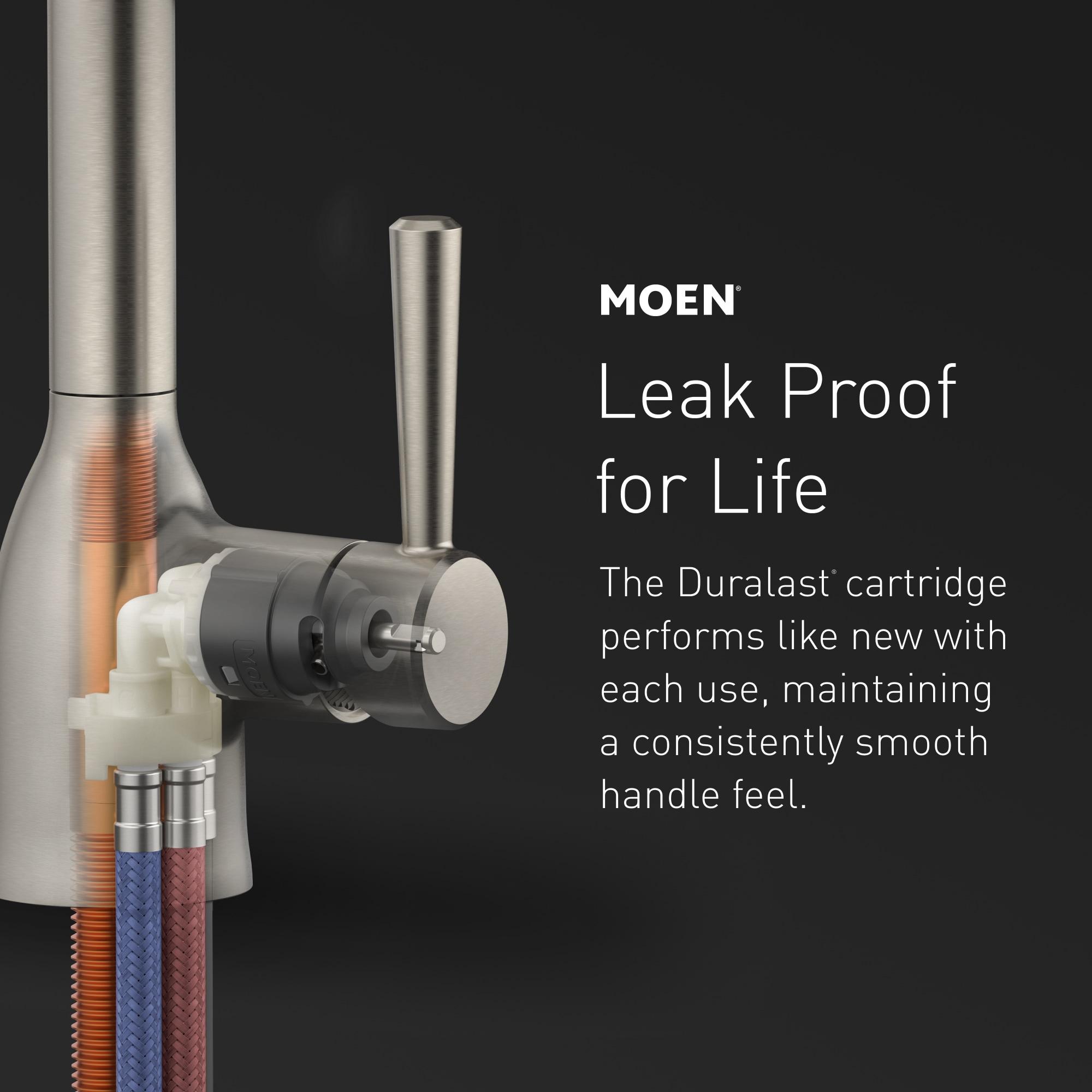 Moen Essie Pre-Rinse Spring Pull Down Single Handle Kitchen Faucet with Power Clean Technology and Soap Dispenser