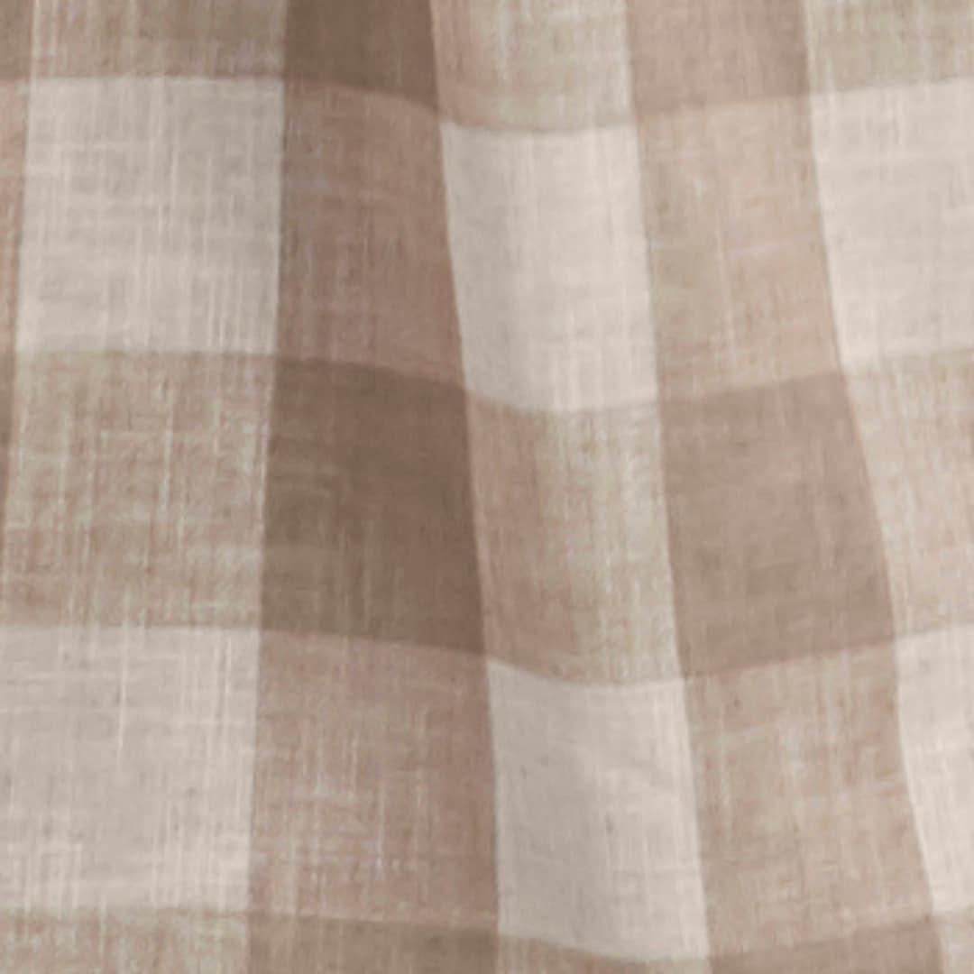 Grainger Buffalo Check Lined Room Darkening Single Window Curtain Panel - 52" x 95" - Linen - Elrene Home Fashions