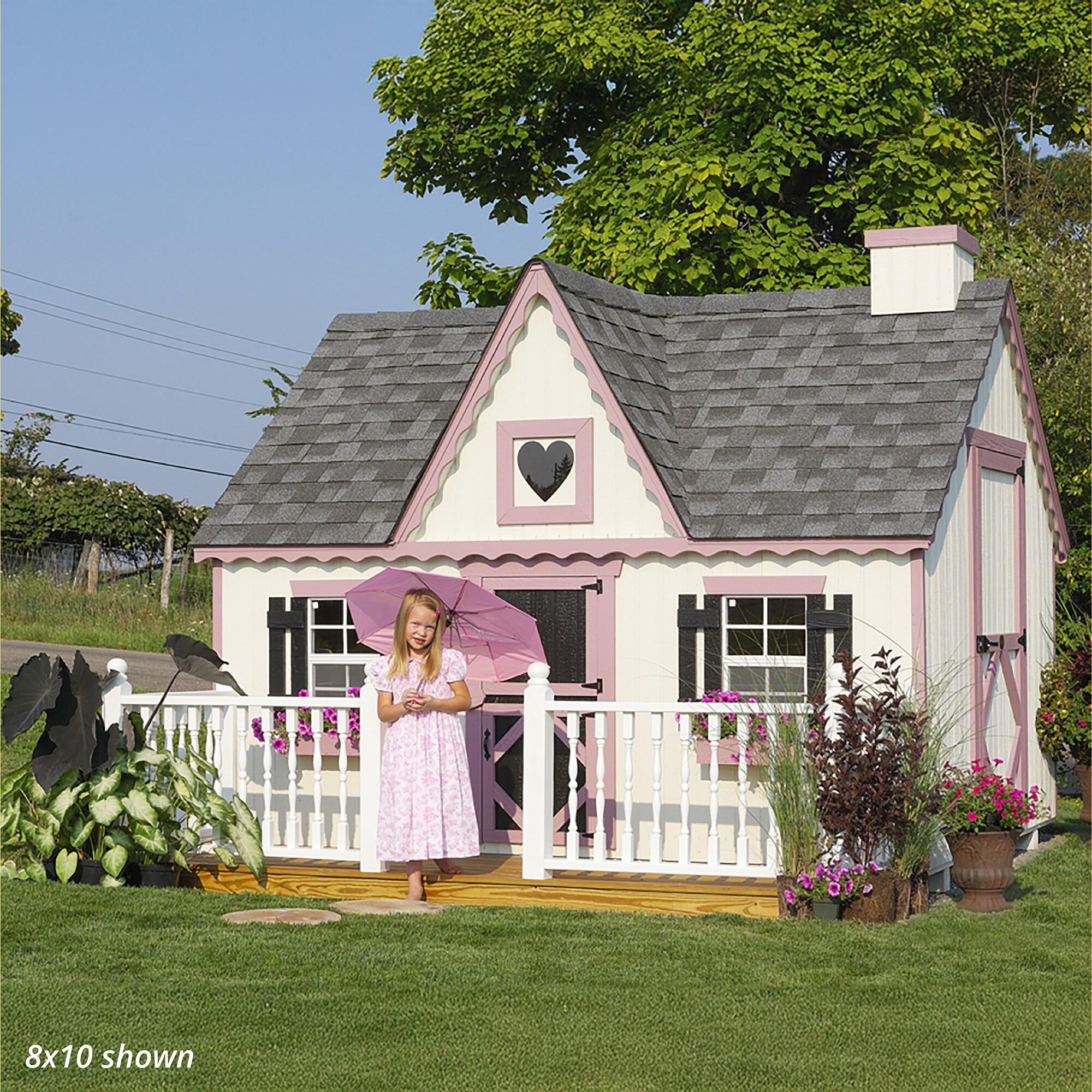 Little Cottage Co 8x10 Victorian Playhouse with Deck and Rail Outdoor Wood Playhouse