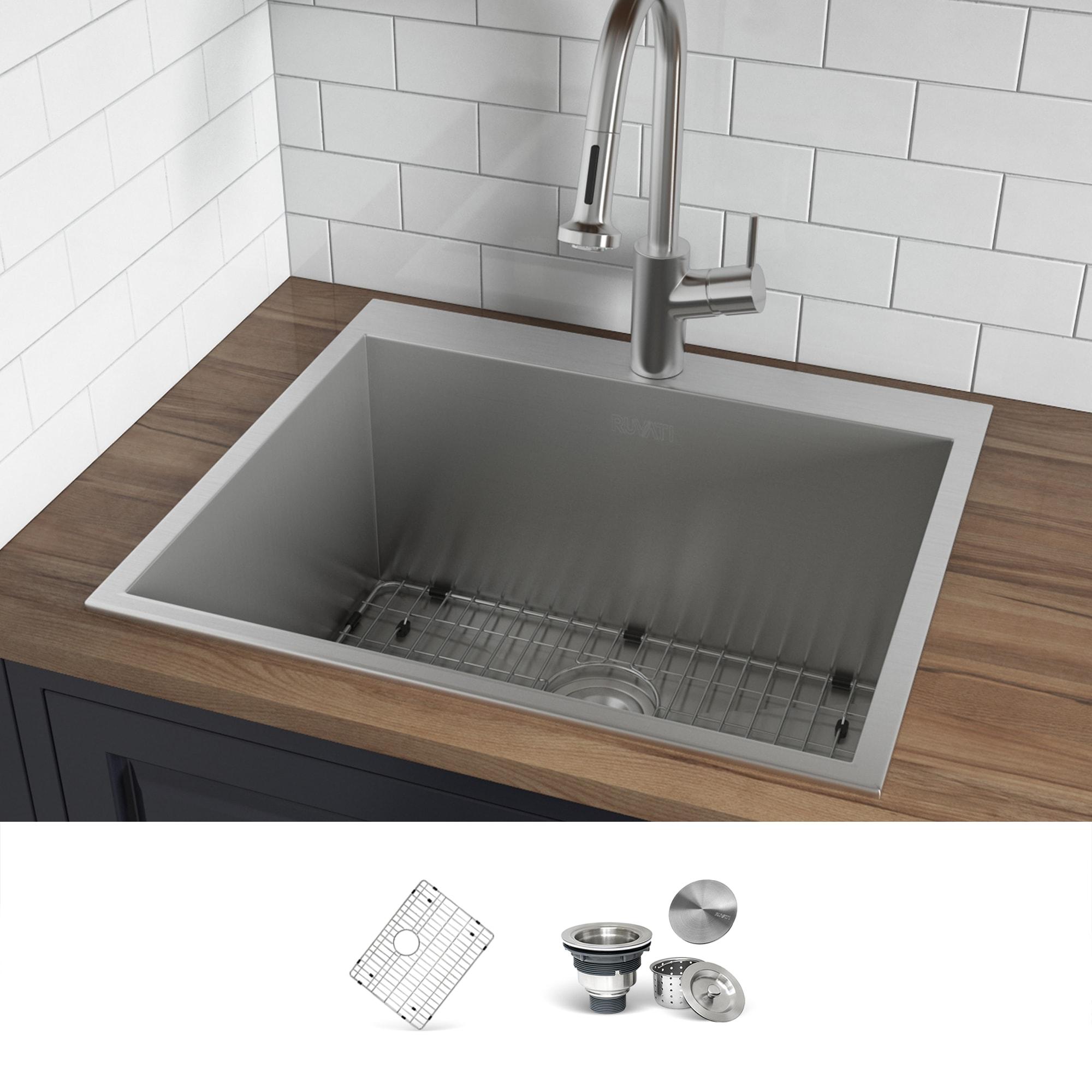 22 x 12 in. Topmount Laundry Deep Utility Sink with 16 Gauge Stainless Steel