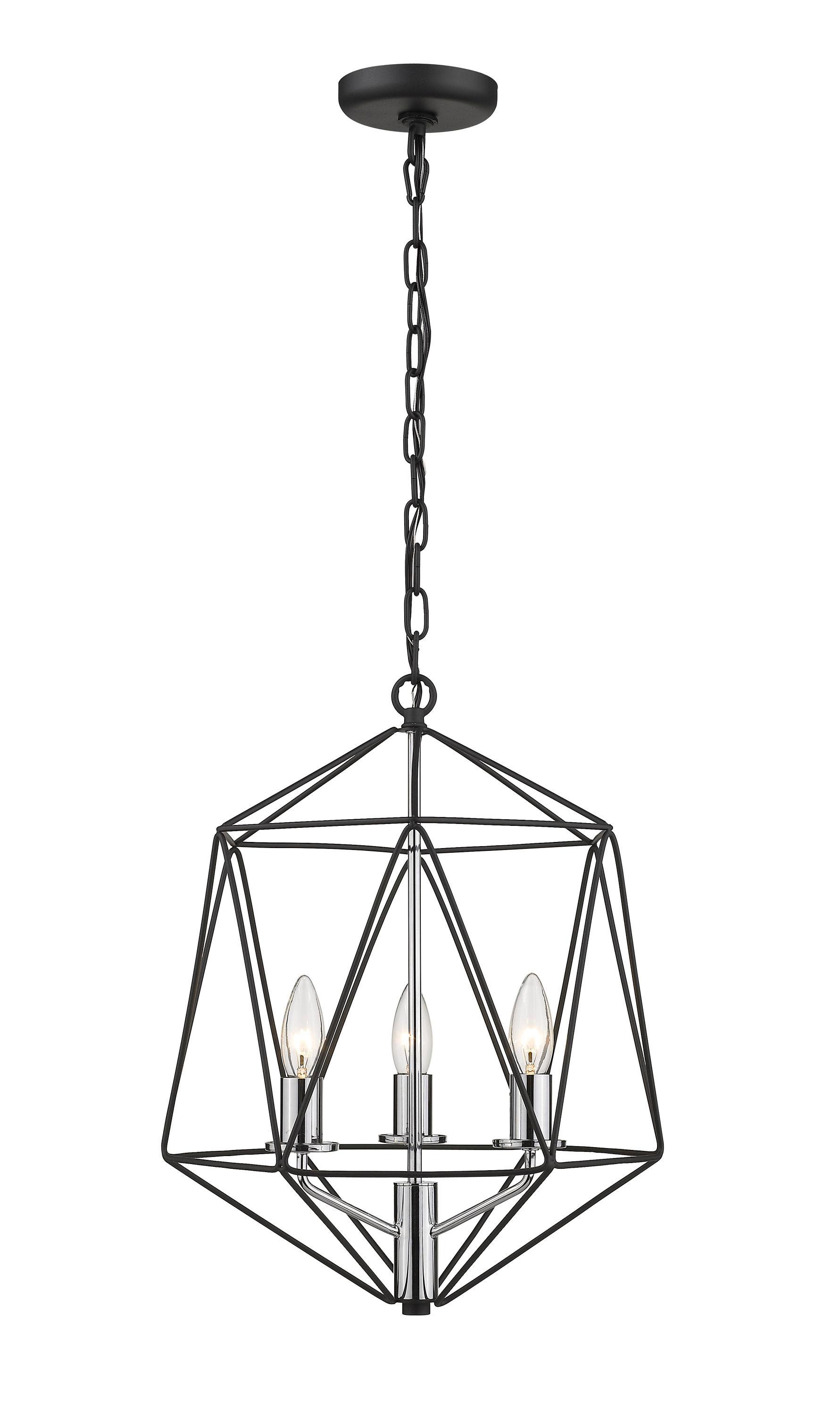 Z-Lite Geo 3 - Light Chandelier in  Matte Black/Chrome
