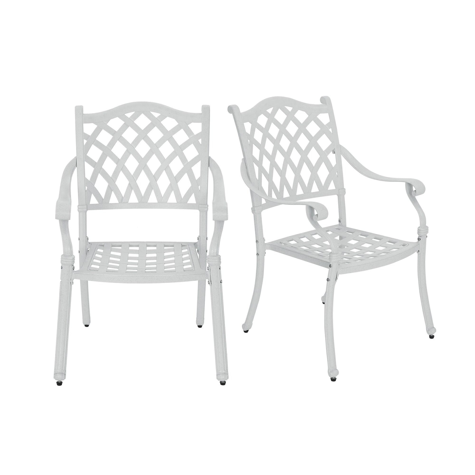 Pittman Outdoor Cast Aluminum Arm Chair, Set of 2, White