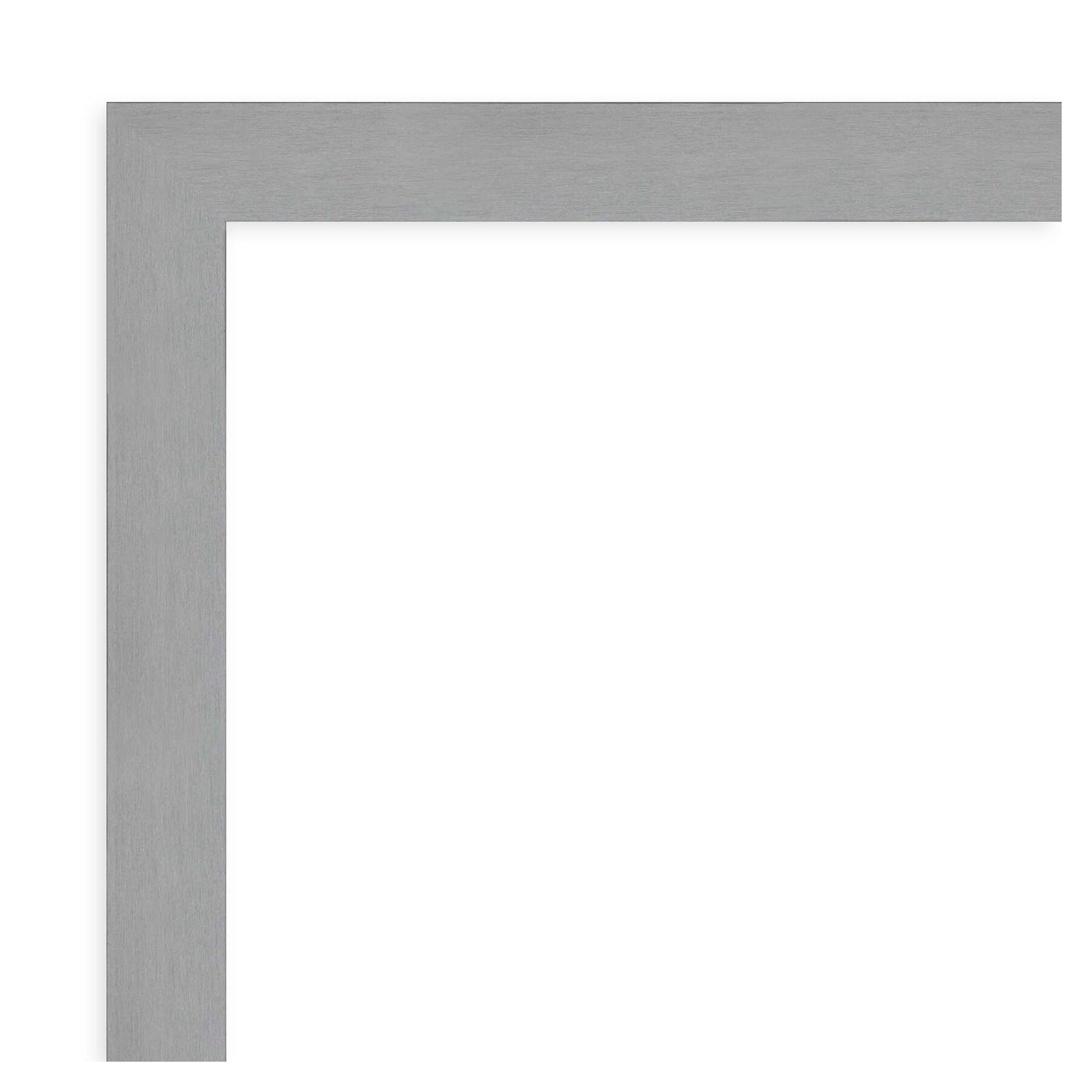 24" x 24" Brushed Nickel Framed Wall Mirror Silver - Amanti Art: Modern Square Beveled, No Assembly Required
