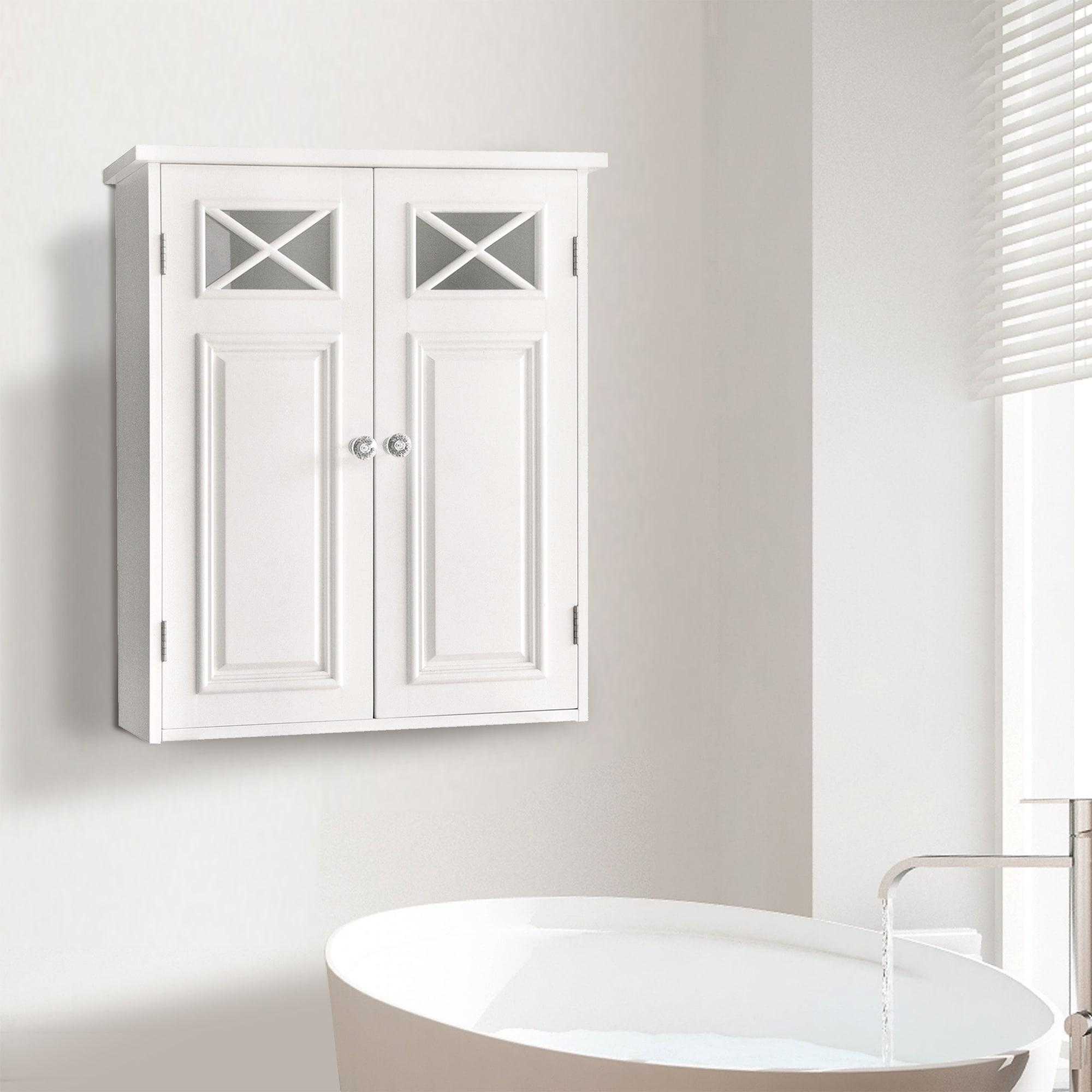 Dawson Two Doors Wall Cabinet White - Elegant Home Fashions: Traditional Style, Semi-Gloss Finish, Bathroom Storage