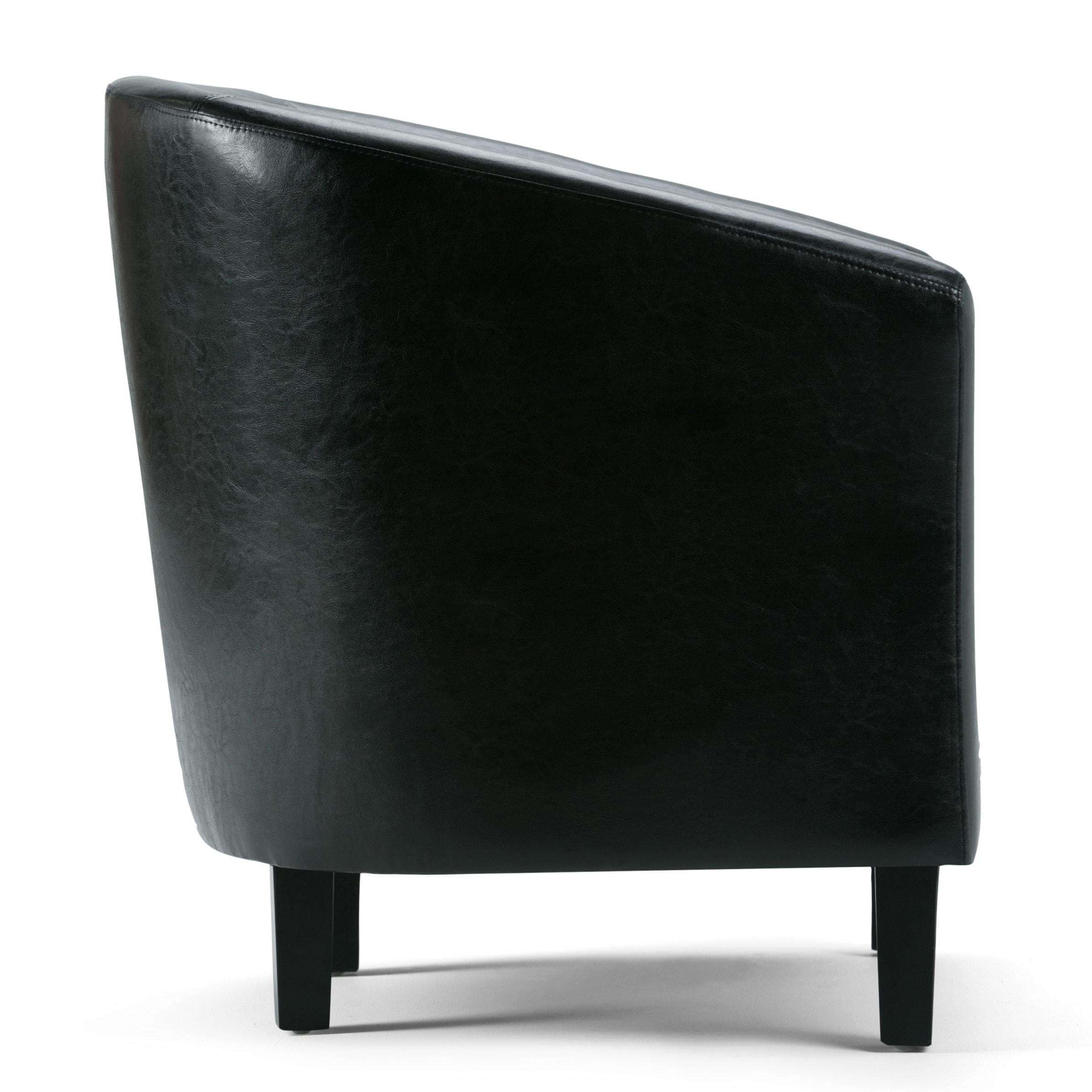 Simpli Home Austin 30"W Upholstered Vegan Faux Leather Contemporary Tub Accent Chair with High Arms and Deep Seat