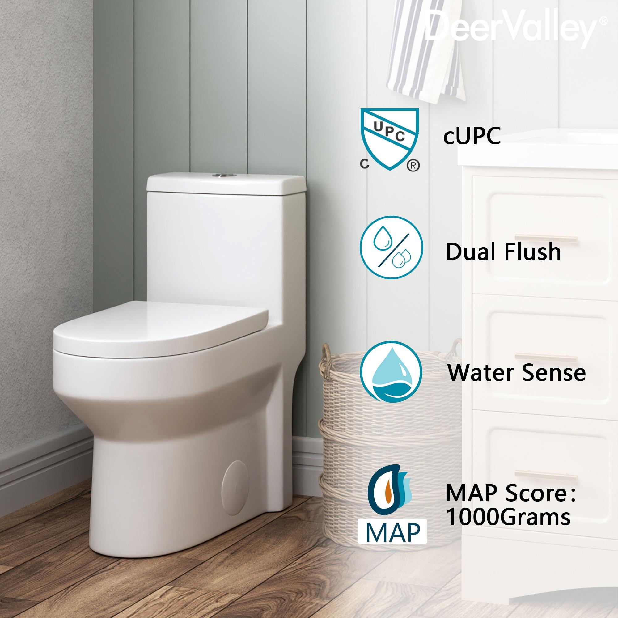 DeerValley Liberty Compact Toilets One-Piece Toilet With High-Efficiency Flush Round Toilet for Space-Saving Floor Mounted (Seat Included)