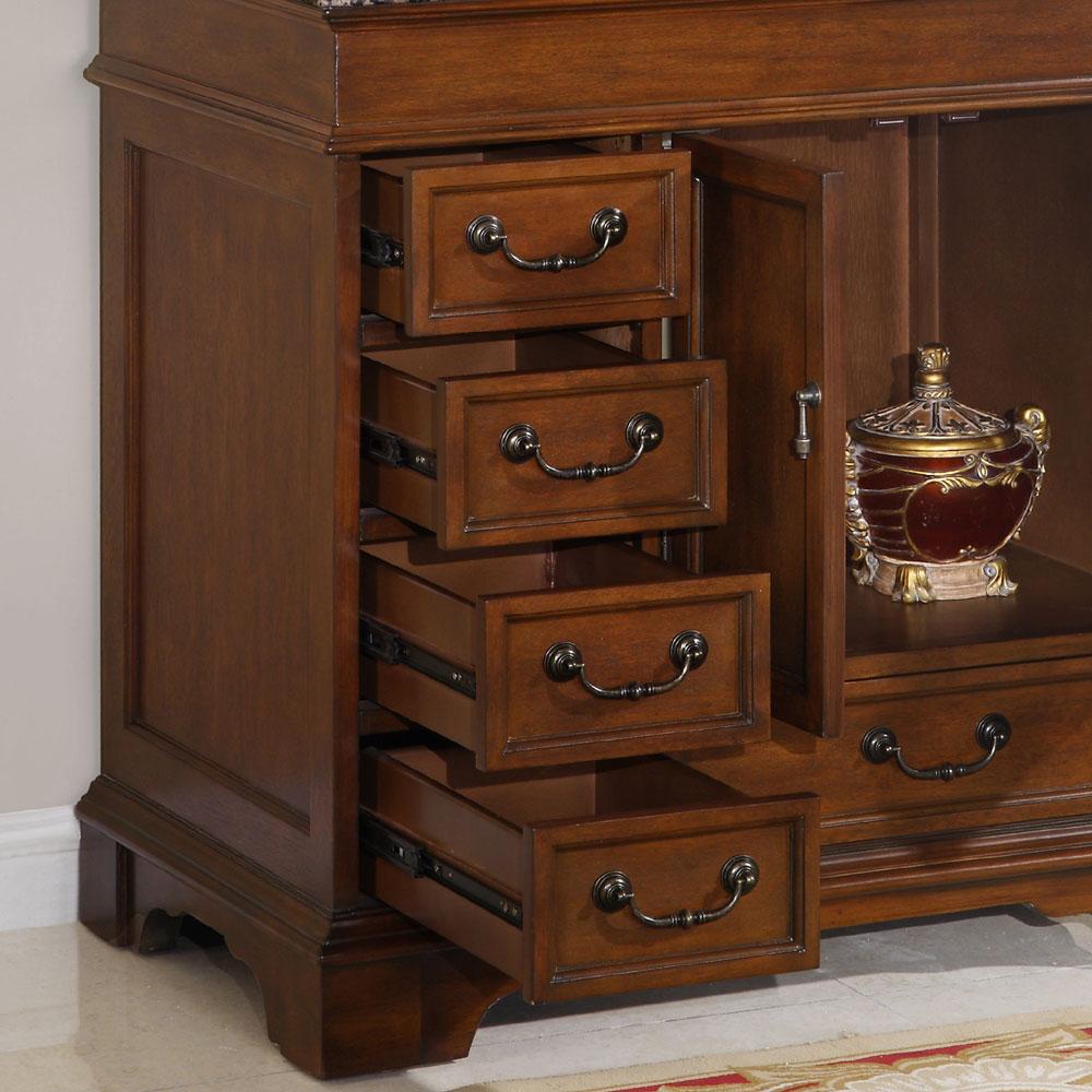 Silkroad Exclusive Transitional Baltic Brown Granite Bathroom Vanity- Single Sink - 36 in. Wide