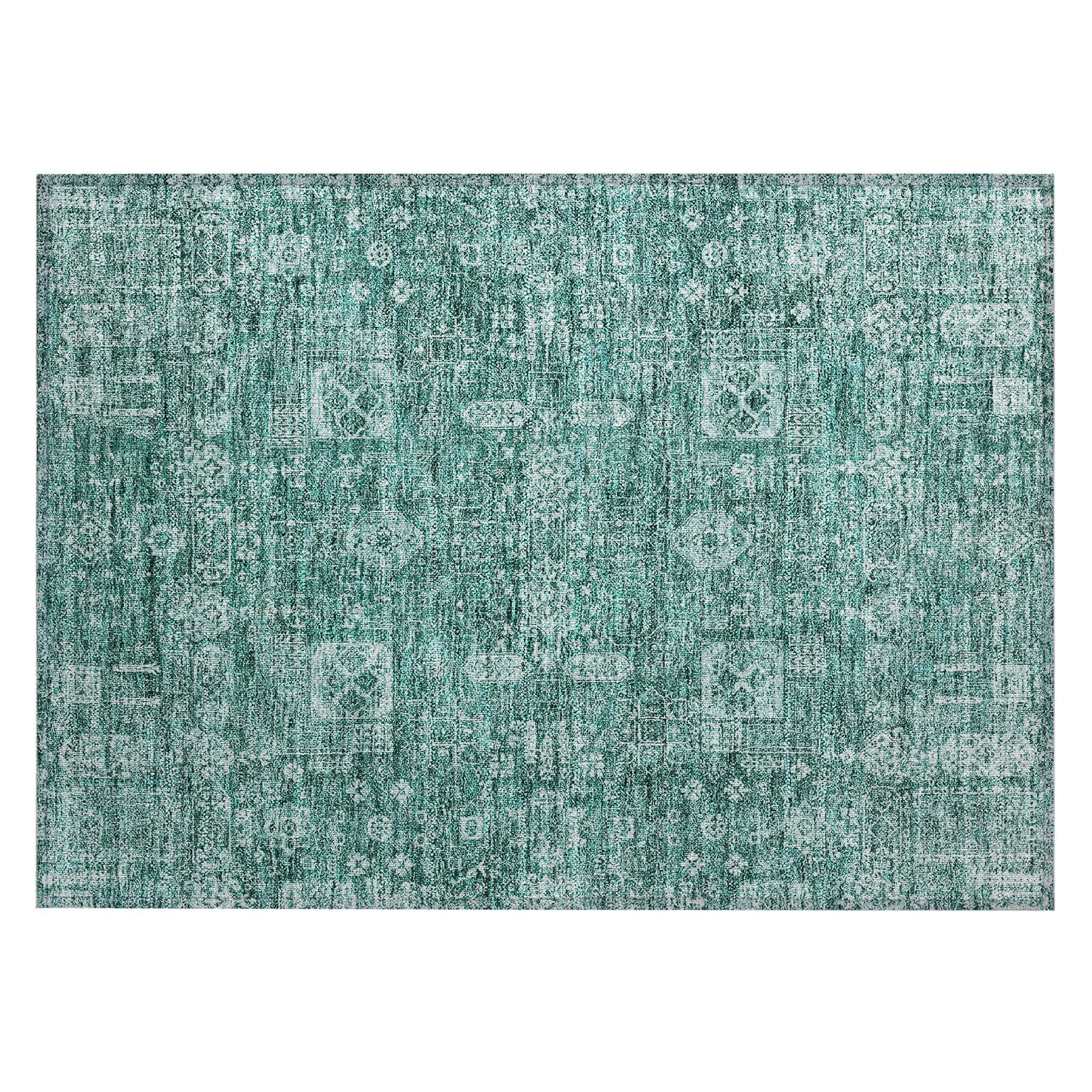 Addison Rugs Machine Washable Indoor/ Outdoor Chantille Traditional Vintage Rug Teal - 1'8" x 2'6"