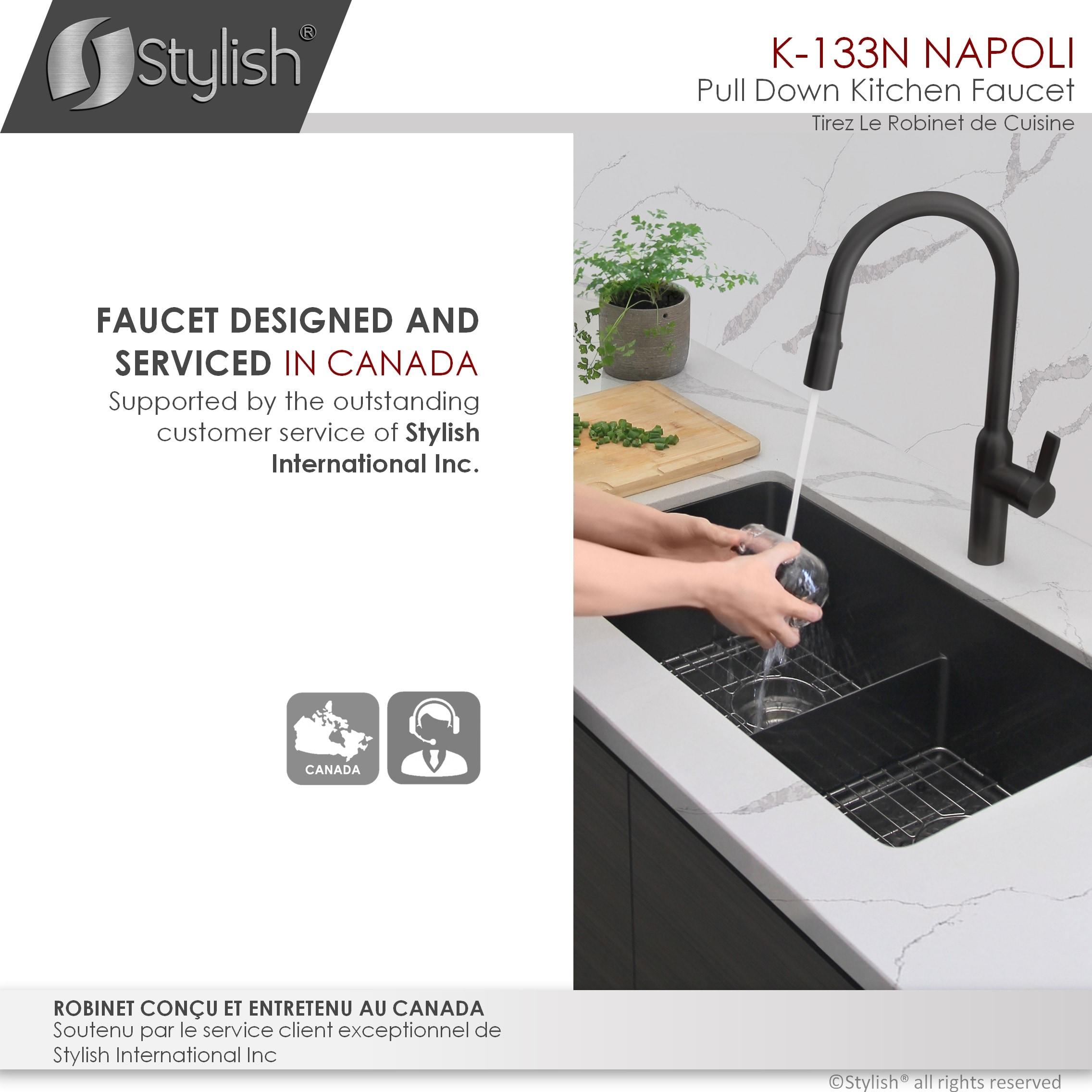 Modern Faucet Stylish Napoli One-Handle Stainless Steel Pull Down Kitchen Faucet