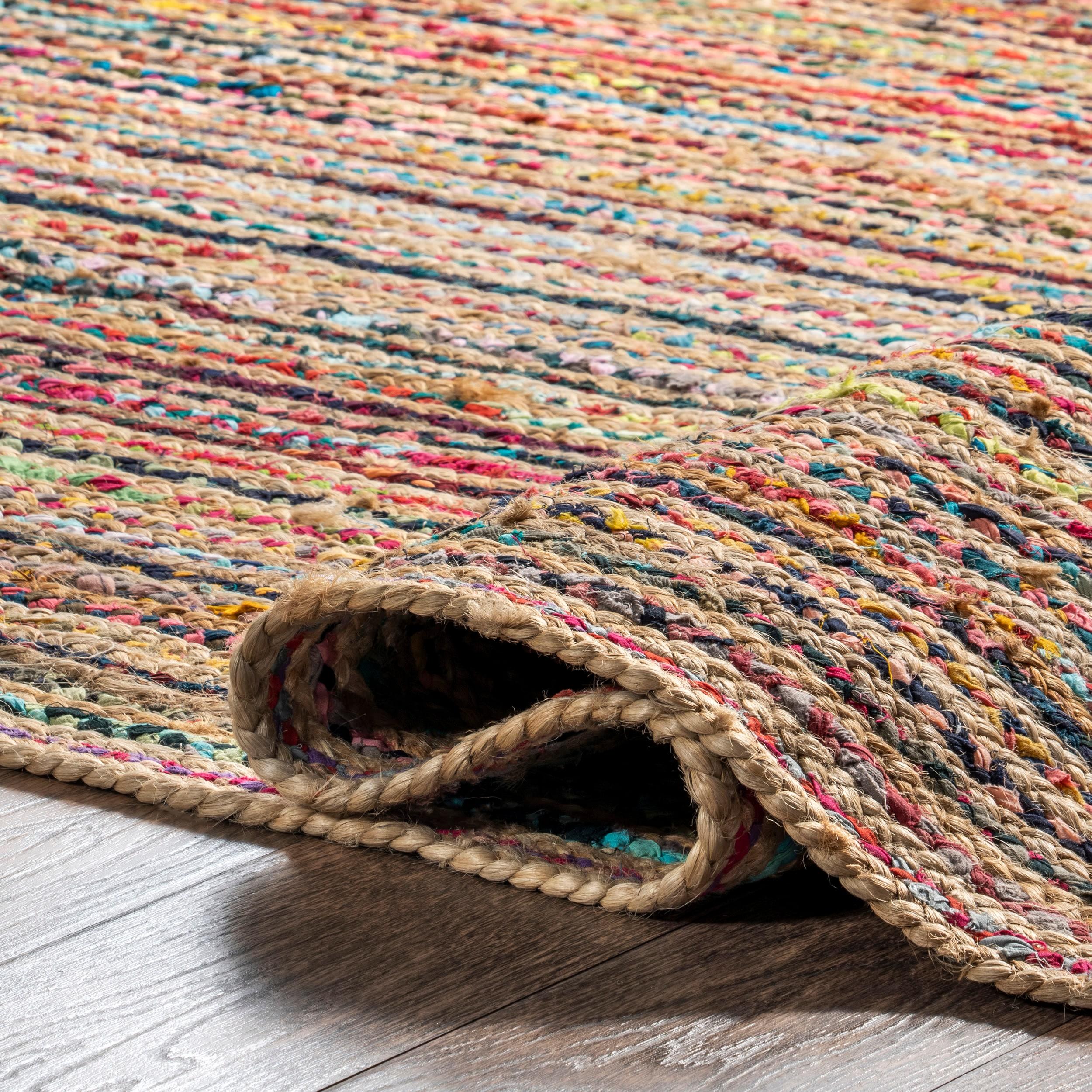 Nuloom Aleen Striped 6x9 Jute Indoor Area Rug for Dining Room Rug Neutral Rug Living Room Rug Kitchen, Multicolor