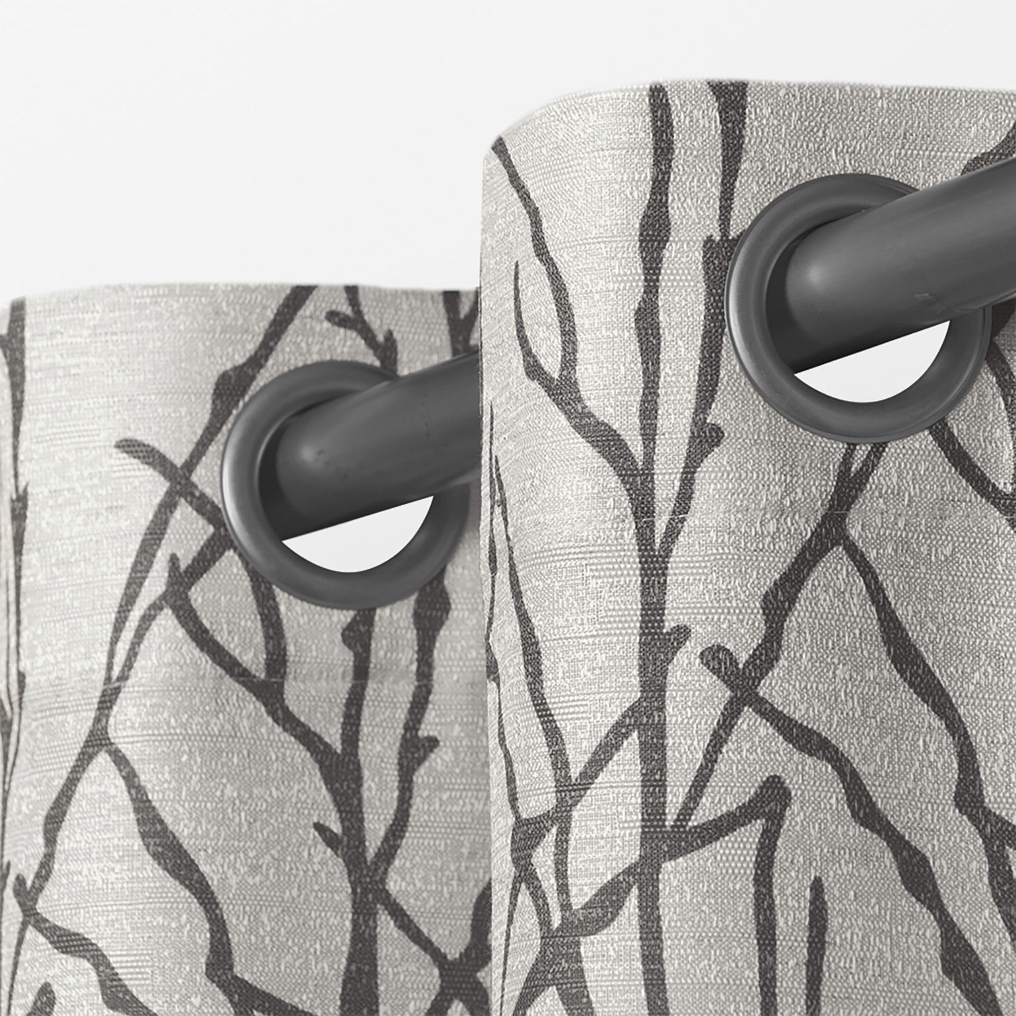 Set of 2 96"x54" Branches Linen Blend Grommet Top Window Curtain Panel Dark Gray - Exclusive Home: Light Filtering, Botanical Design