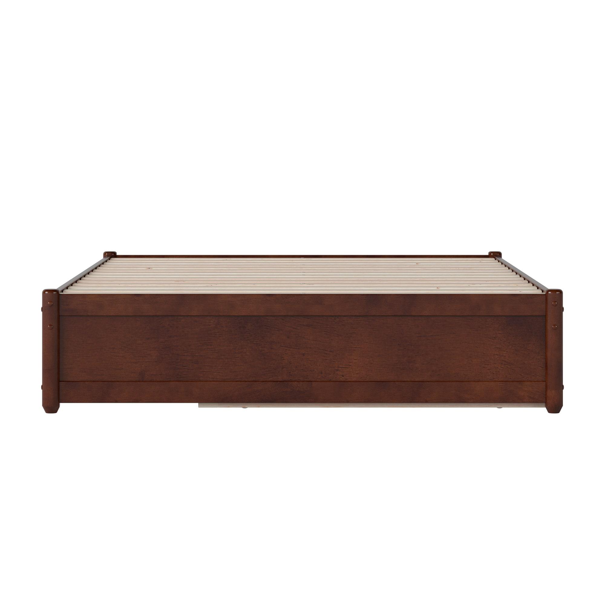 AFI Furnishings Full Panel Platform Bed with Twin Trundle in Walnut
