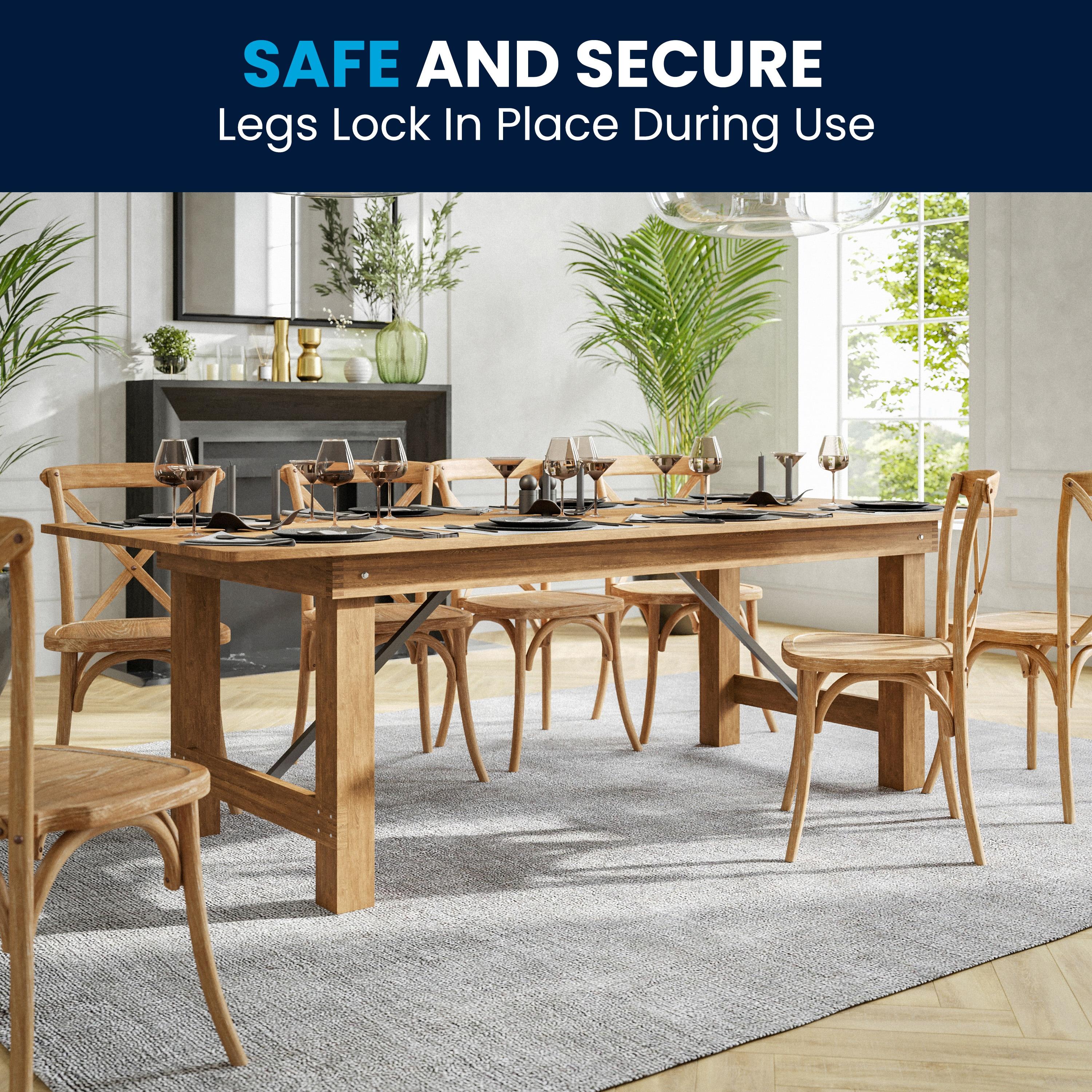 Flash Furniture Hercules Series 8' x 40" Rectangular Rustic Solid Pine Folding Dining Table