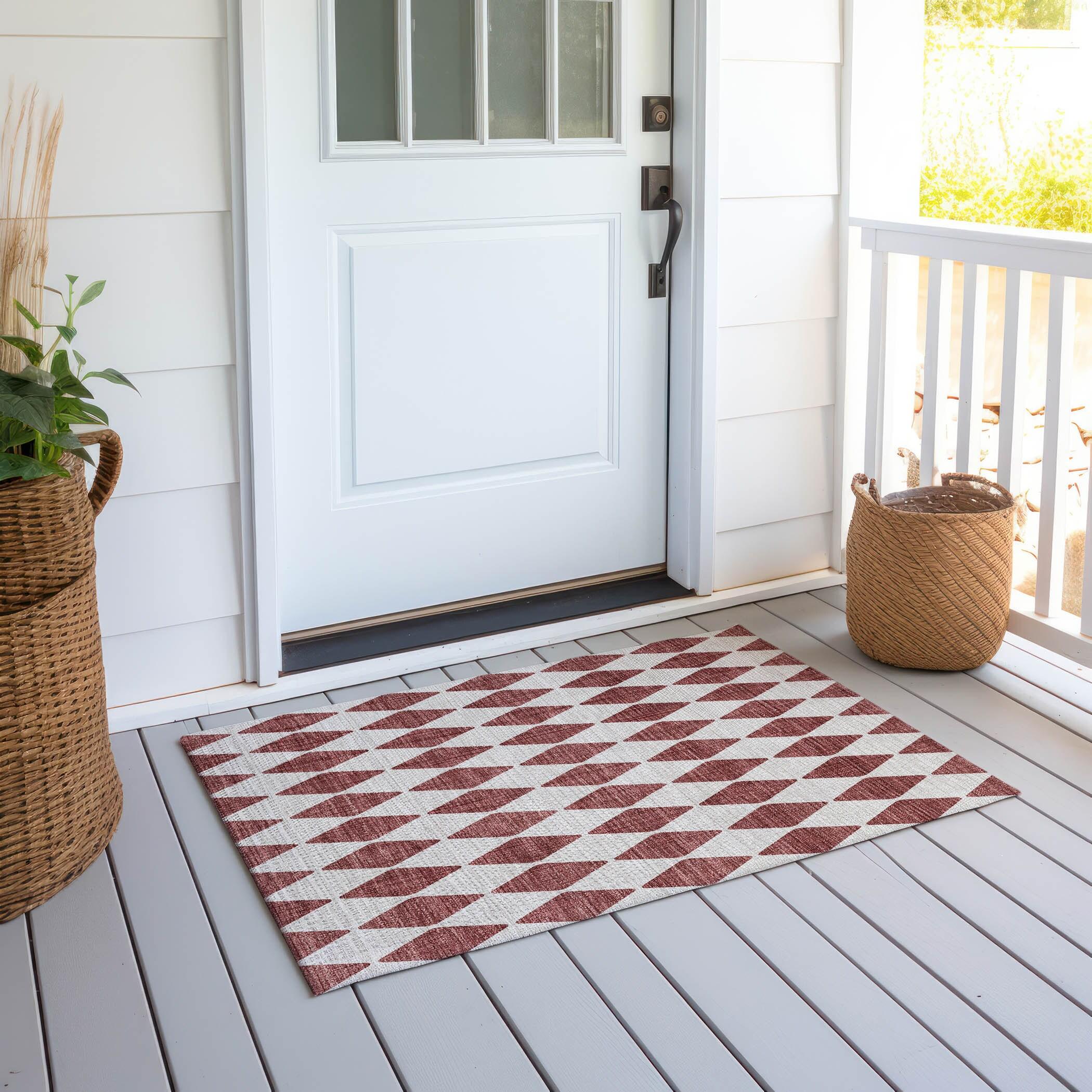 Addison Rugs Chantille ACN578 Burgundy 1'8" x 2'6" Indoor Outdoor Area Rug, Easy Clean, Machine Washable, Non Shedding, Bedroom, Living Room, Dining Room, Kitchen, Patio Rug