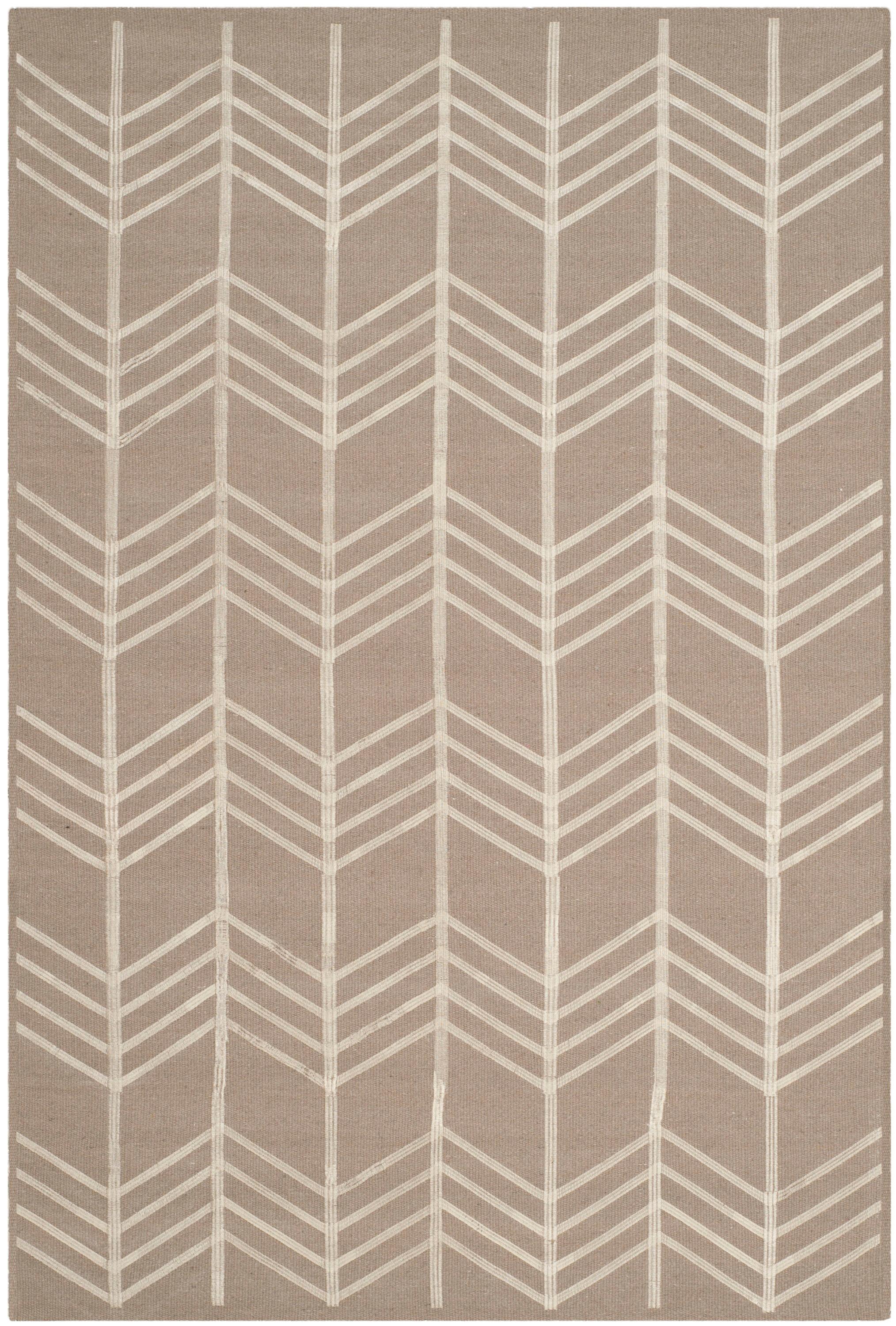 Thelonius Hand Woven Flat Weave With Embroidery Wool Chevron Rug