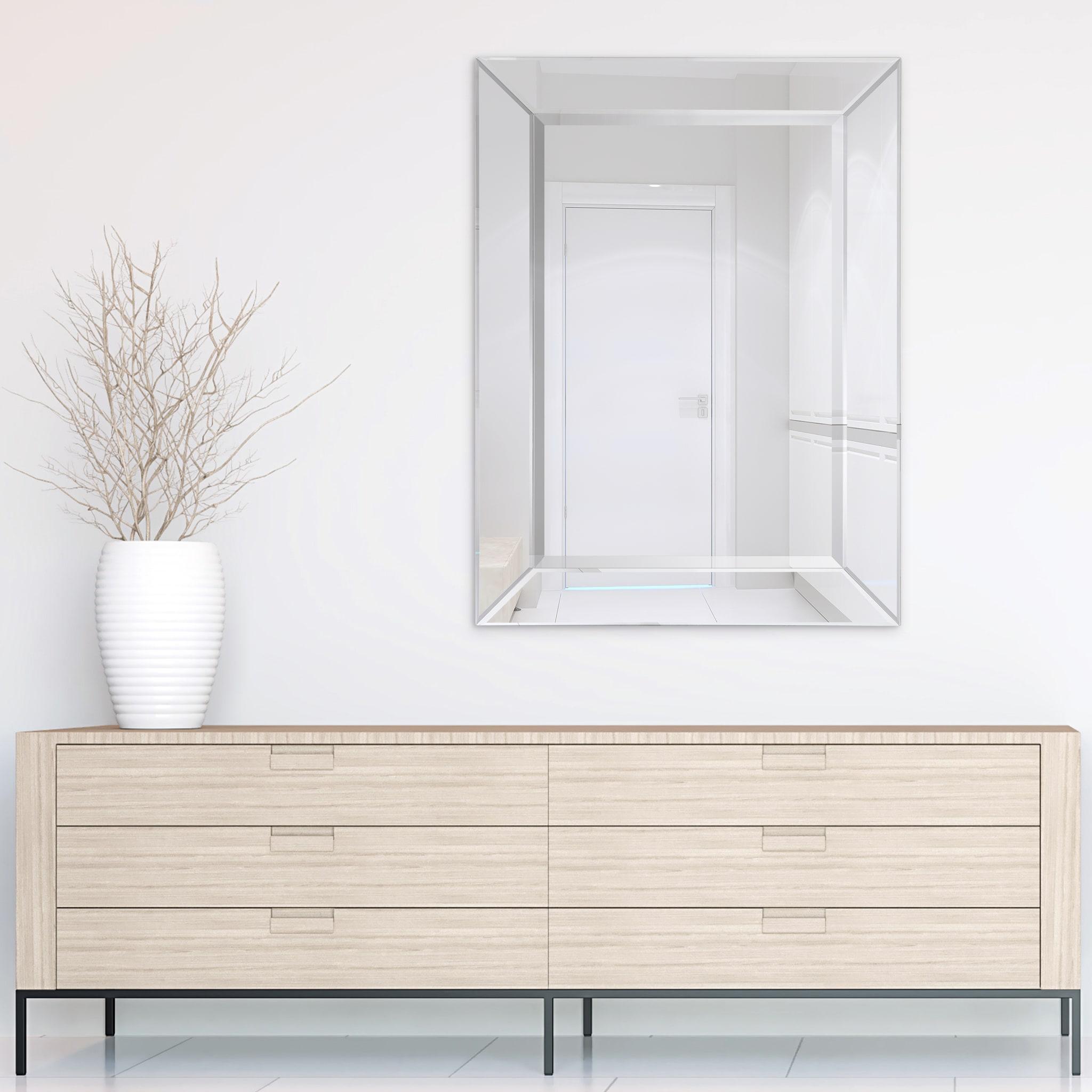 Empire Art Direct Modern Beveled Rectangular Wall Mirror,Bathroom,Bedroom,Living Room,Ready to Hang - 30 in. x 1.24 in. x 40 in.