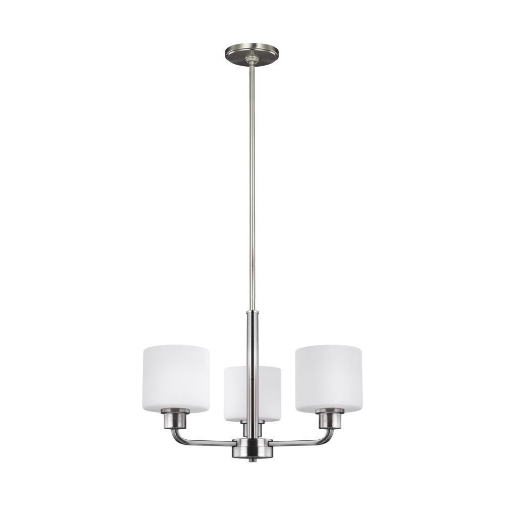 Canfield Brushed Nickel 3-Light LED Chandelier with Etched Glass