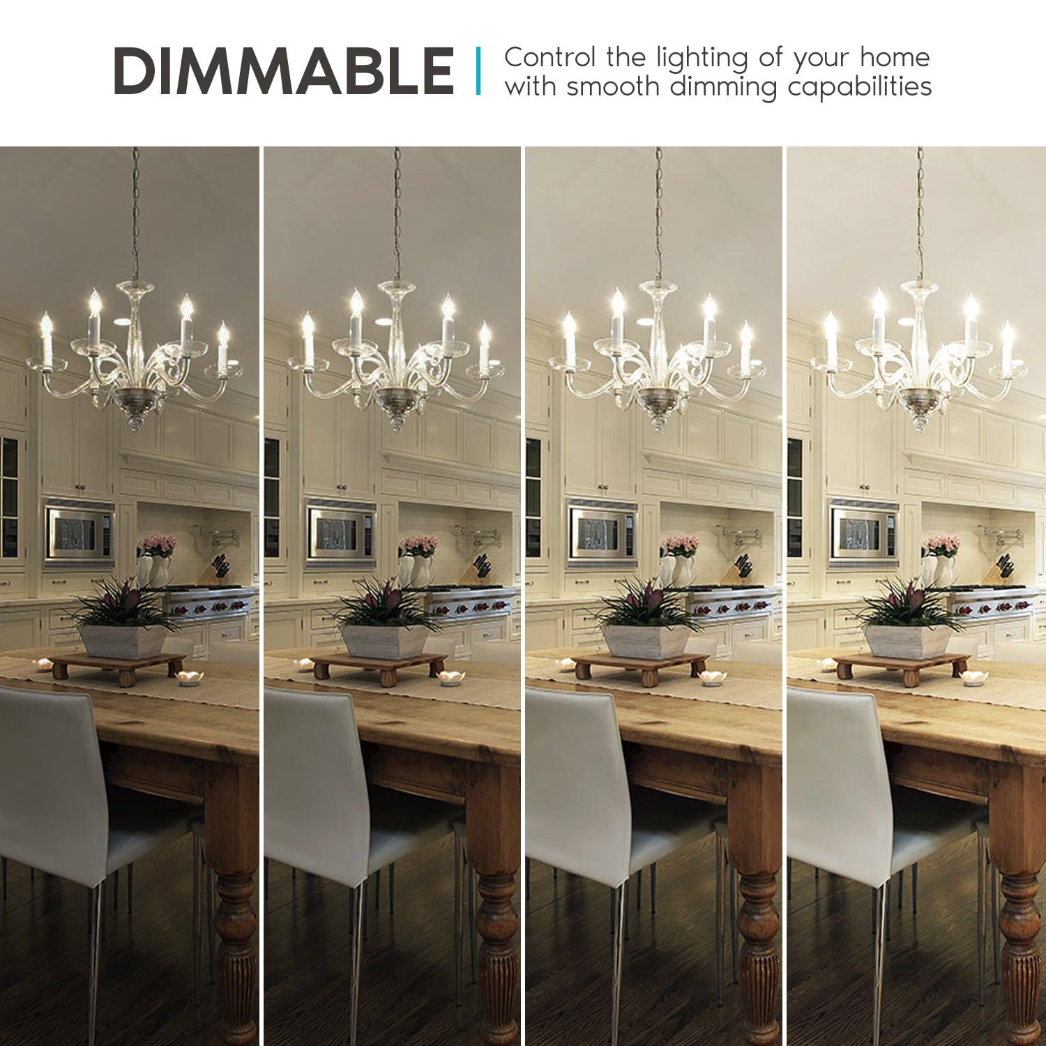 Luxrite 5W E12 Vintage Candelabra LED Dimmable Light Bulbs, 60W Equivalent 4000K Cool White, 550 Lumens, Blunt Tip, 24-Pack