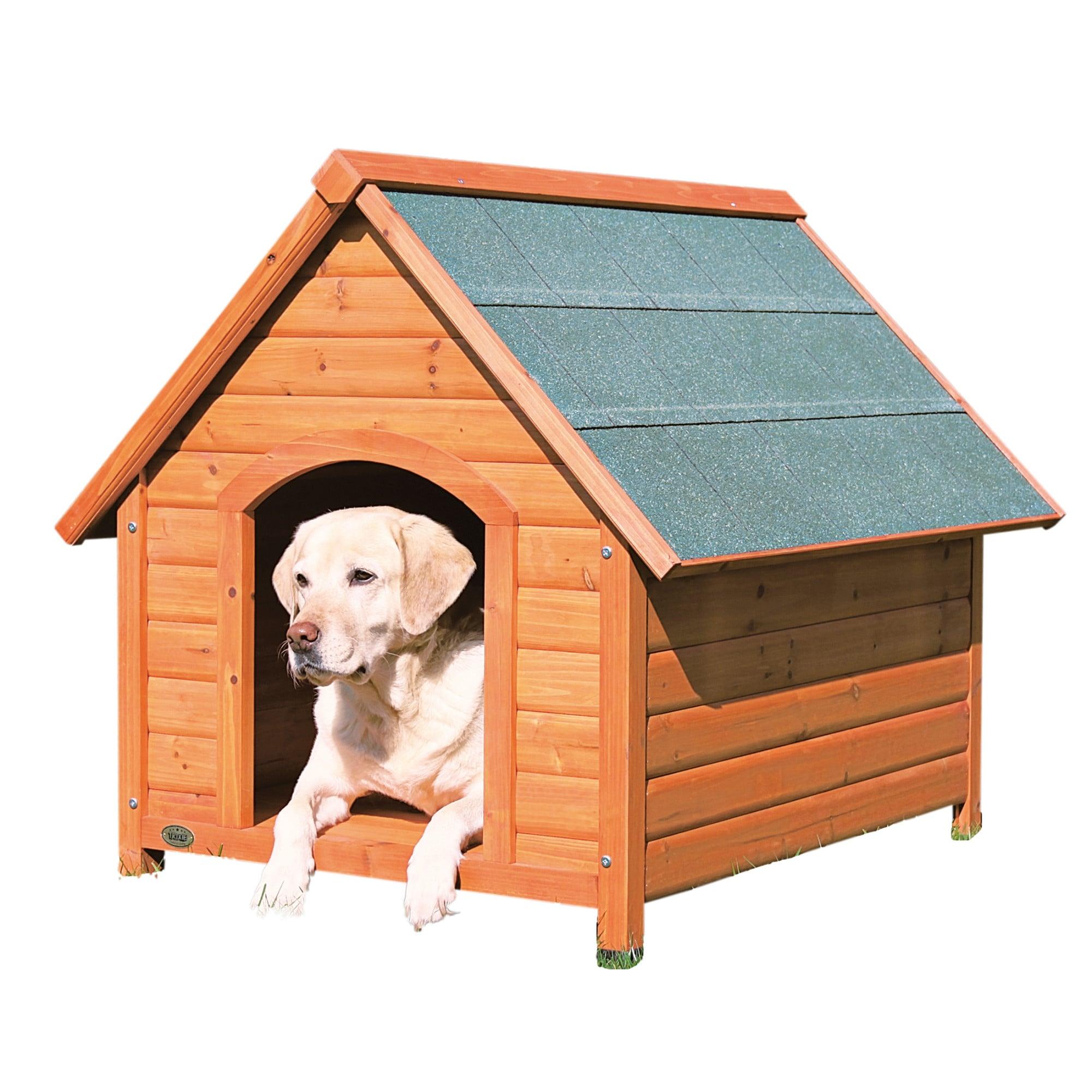 TRIXIE Natura Cottage Dog House – Outside Dog House for Large Dogs with Weatherproof Sealer & Peaked Roof, Wooden Dog House with Adjustable Legs for Large Dogs – 40 x 33 x 34.5 in