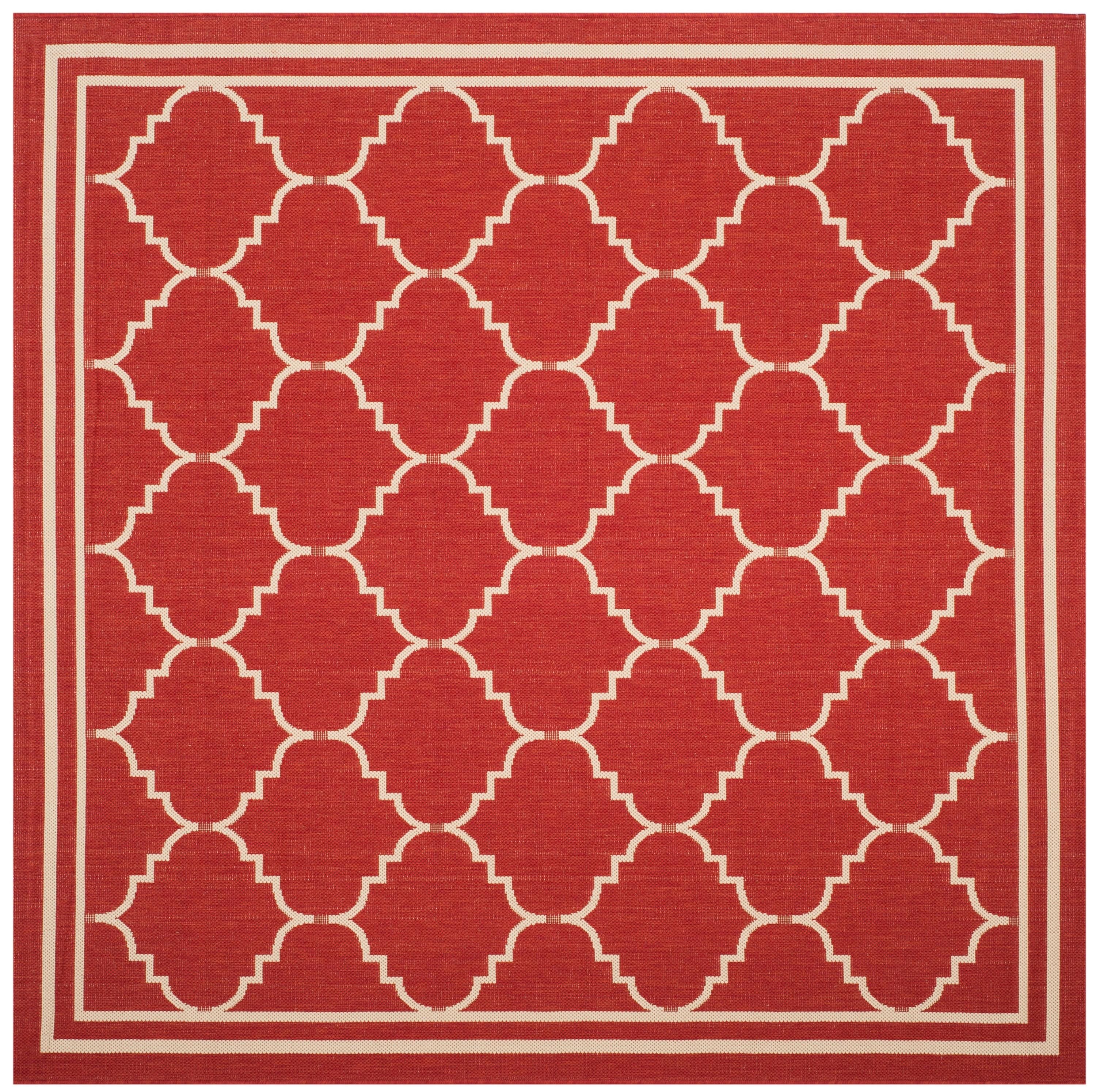 Courtyard CY6889 Power Loomed Indoor and Outdoor Area Rug - Red/Beige - 6'7"x6'7" - Safavieh