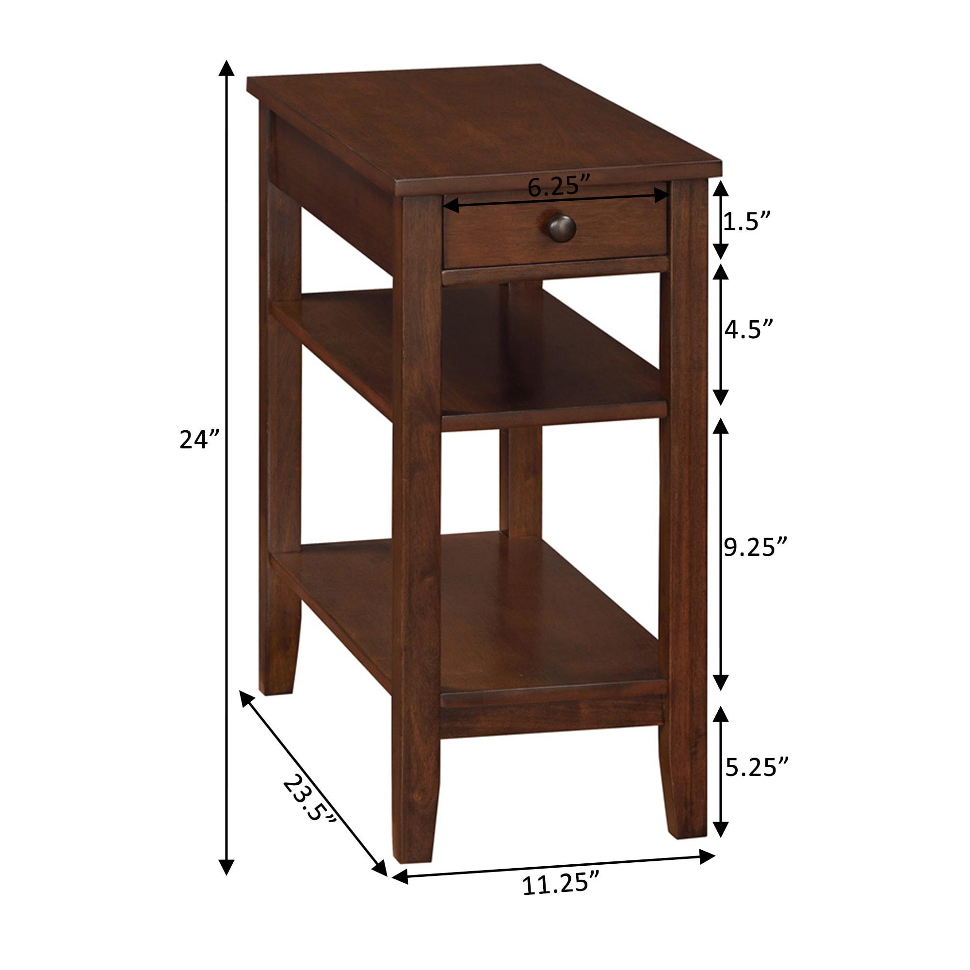 Convenience Concepts American Heritage End Table w/Charging Station and Shelves, Espresso