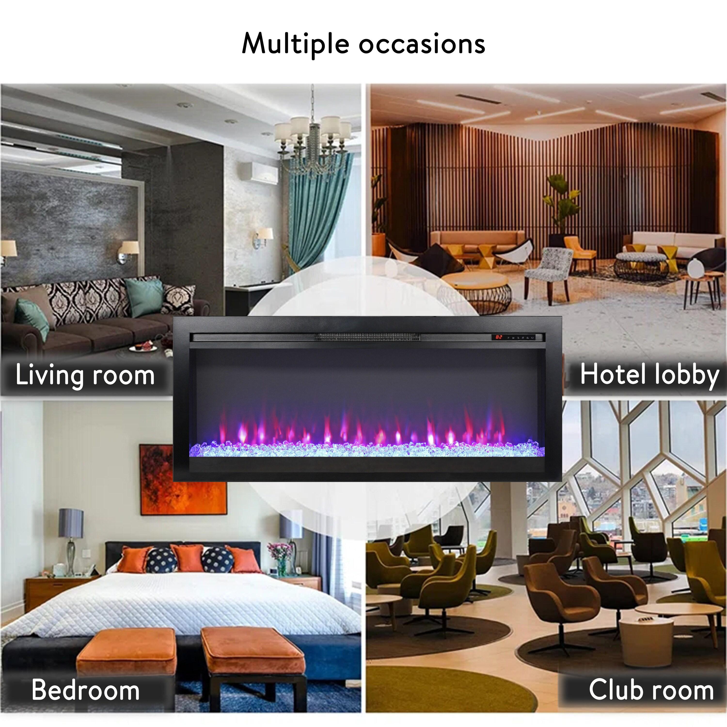 35"W Recessed Multicolor LED Electric Fireplace - 35