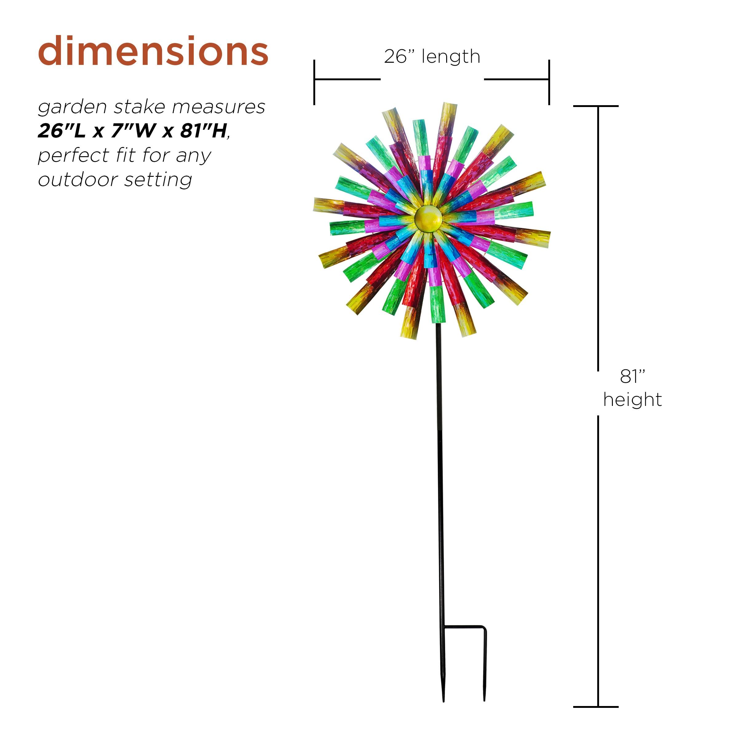 Alpine Corporation 81" Multicolor Iron Flowers Wind Spinner